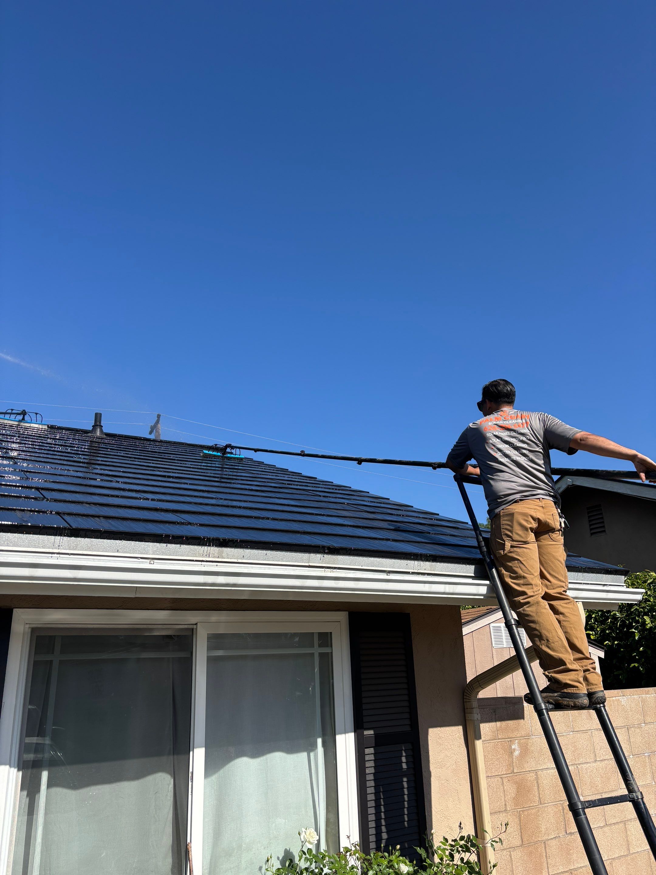 Tesla Roof Cleaning in La Verne Ca by Palm Coast Solar Cleaning