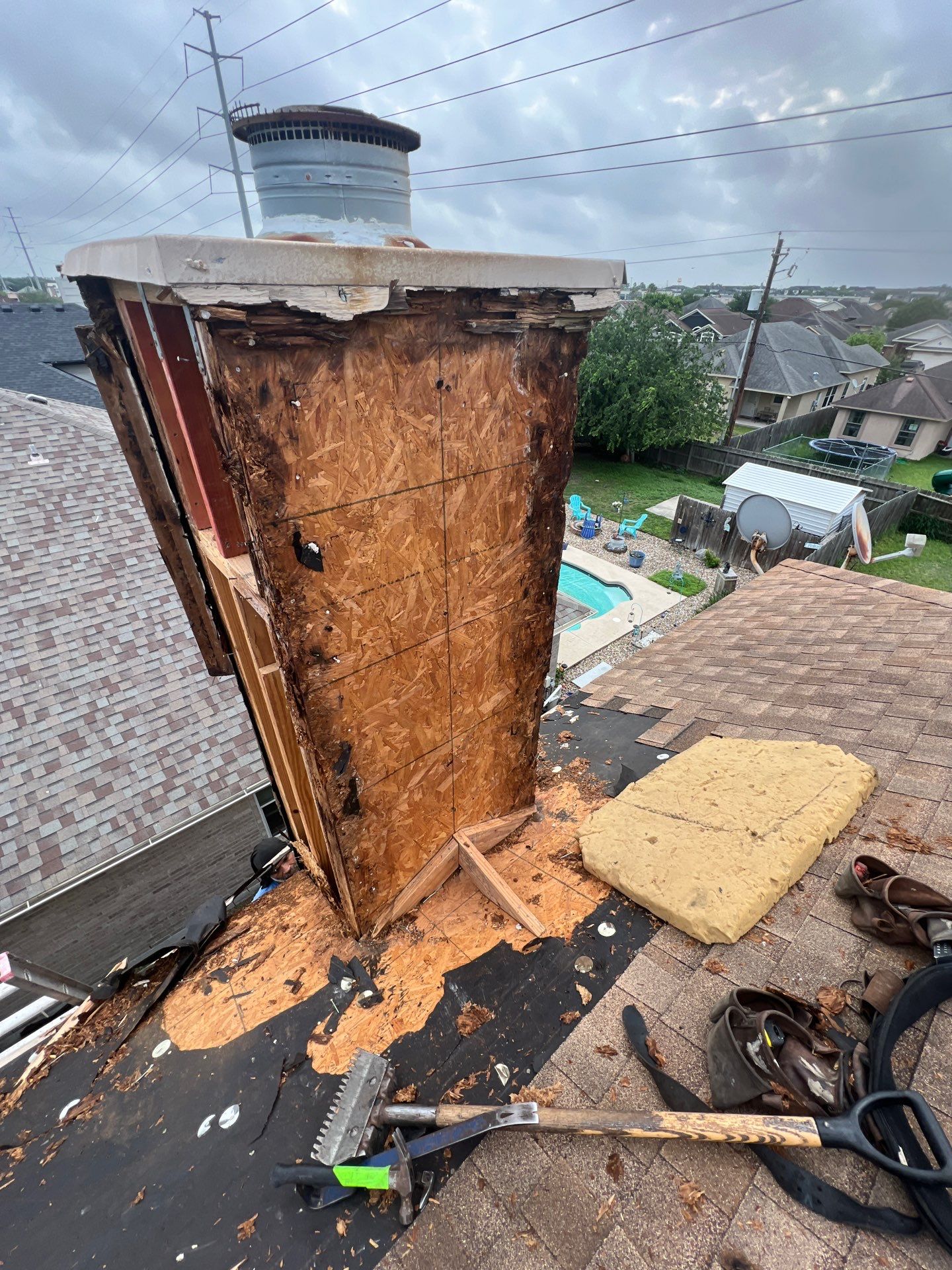 Chimney looks good but its BAD! by Bayfront Roofing and Construction