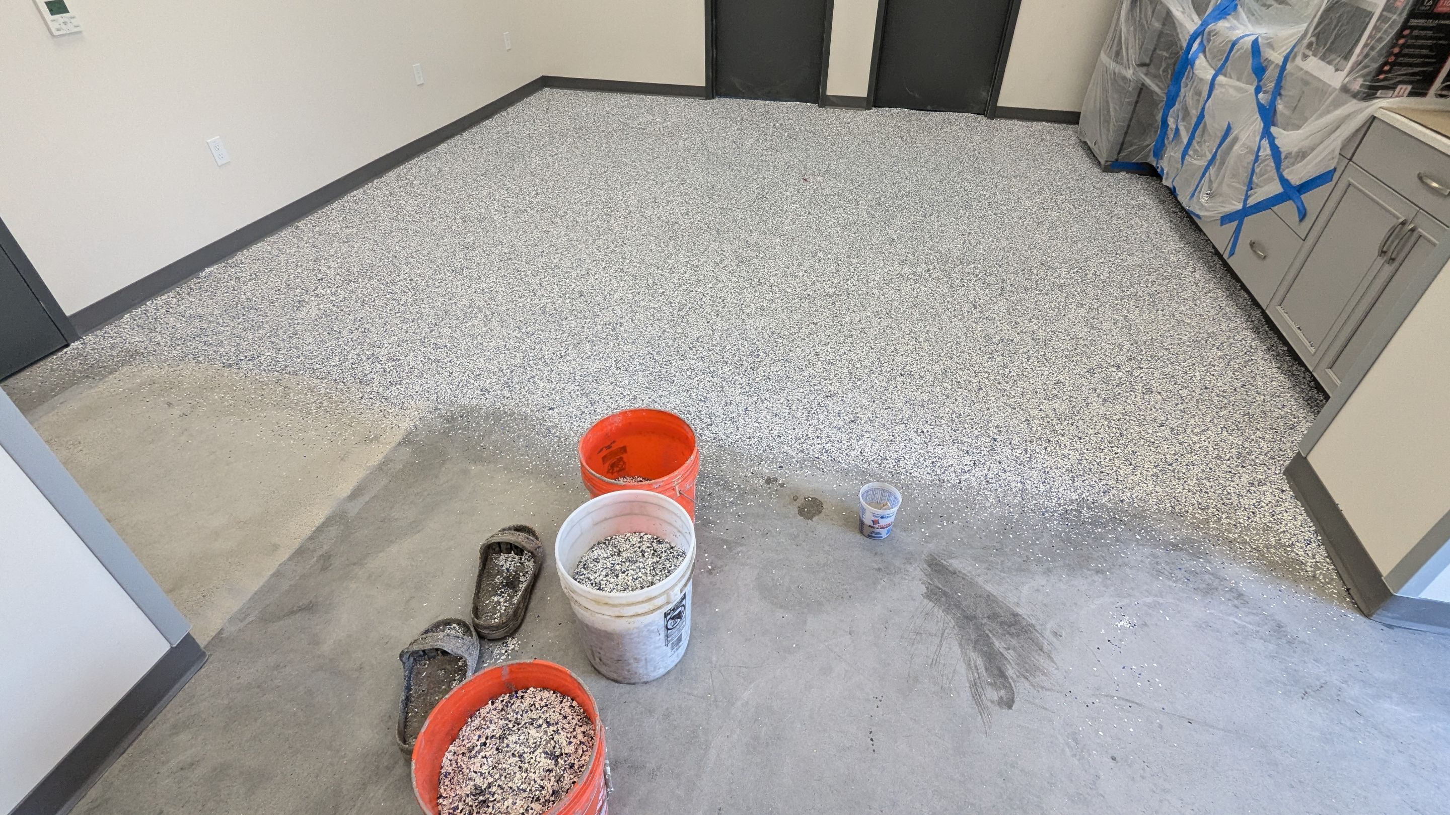 Commercial Floor Transformation using Aurora Accent W/Hypnotic Blue by Croc Coatings, LLC