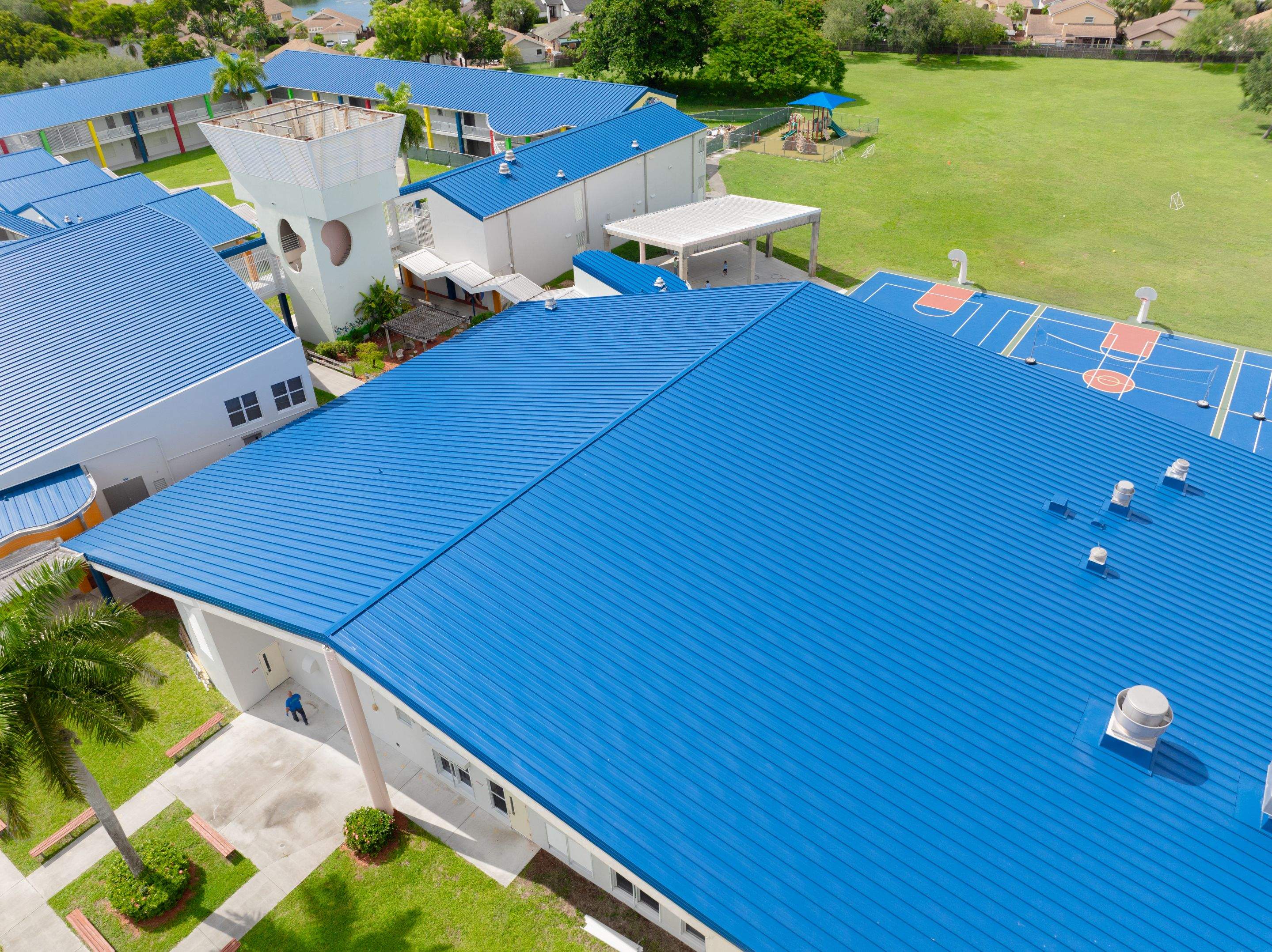 24ga 1.5" Mechanical Seam Slate Blue by Total Roofing System The Metal Roof Experts