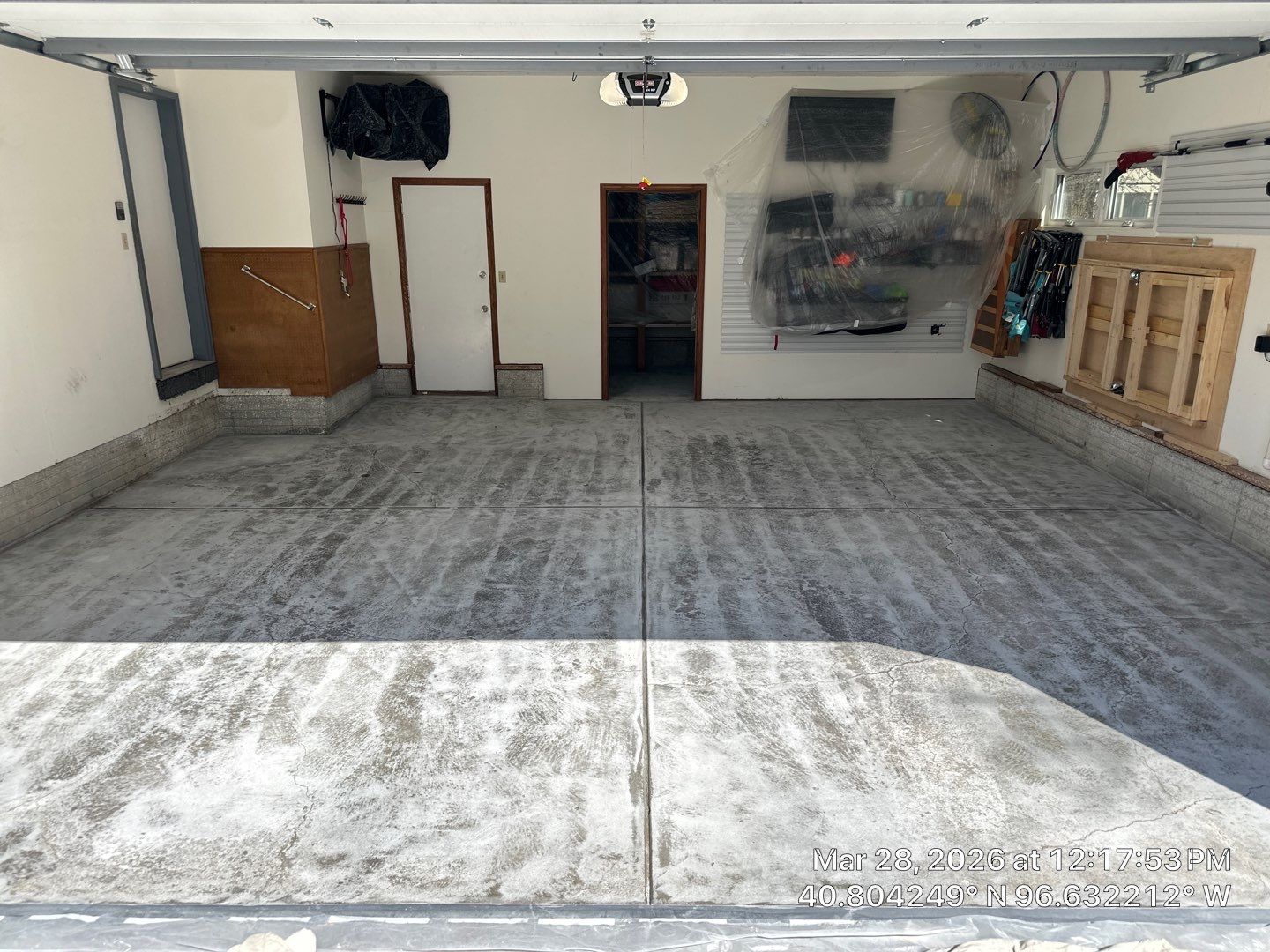Two-Stall Epoxy Garage Floor Coating and Repair in Lincoln by Goat Coatings