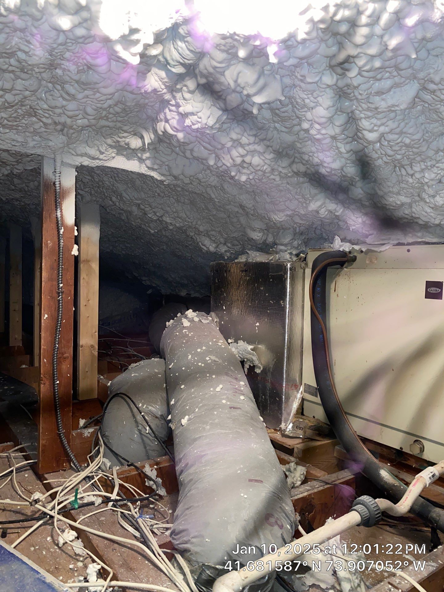 Attic Insulation using open cell spray foam by NYS Foam & Energy