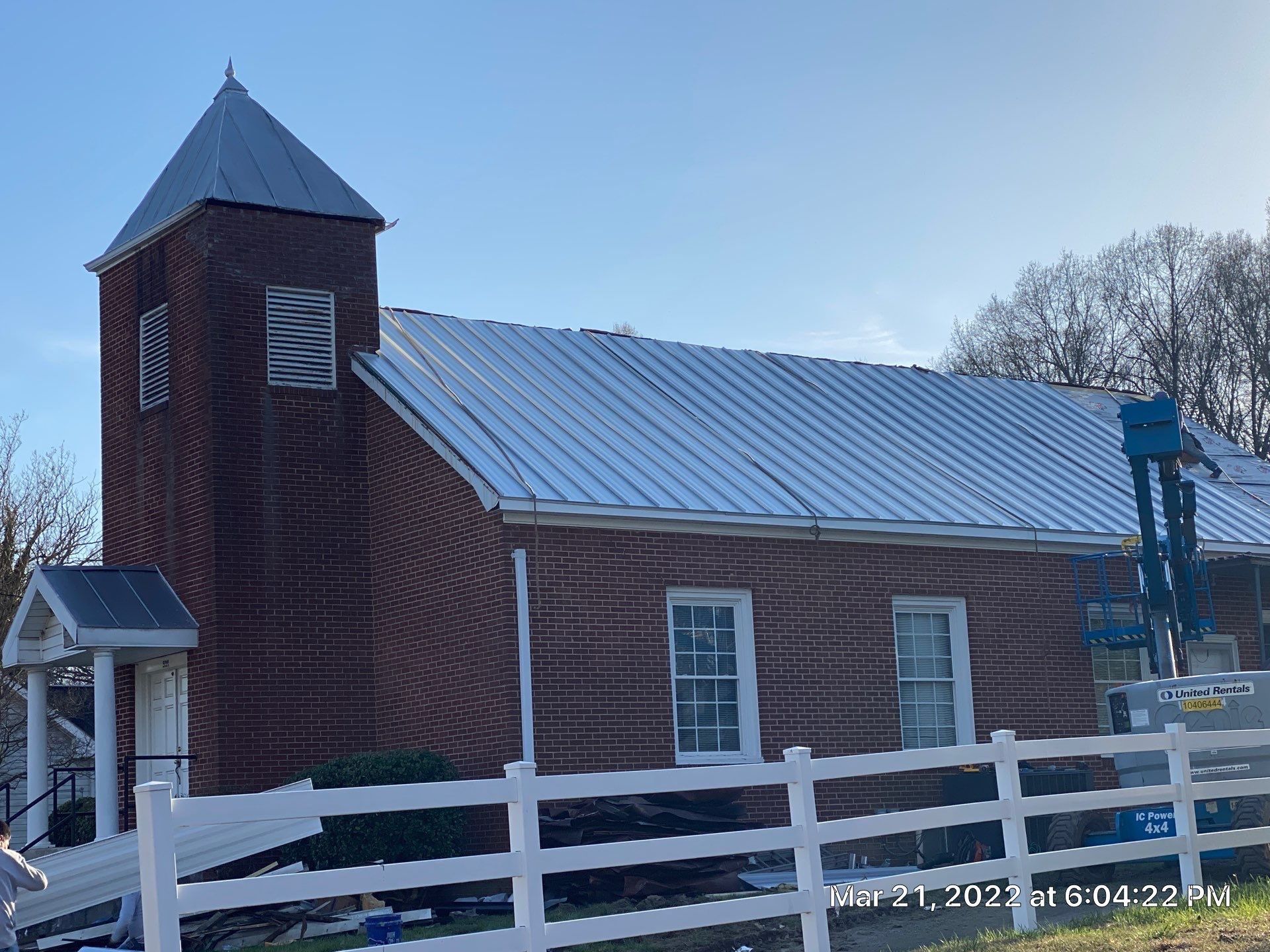 Primitive Baptist Church using Standing Seam Metal by Just In Time Roofing and Restoration