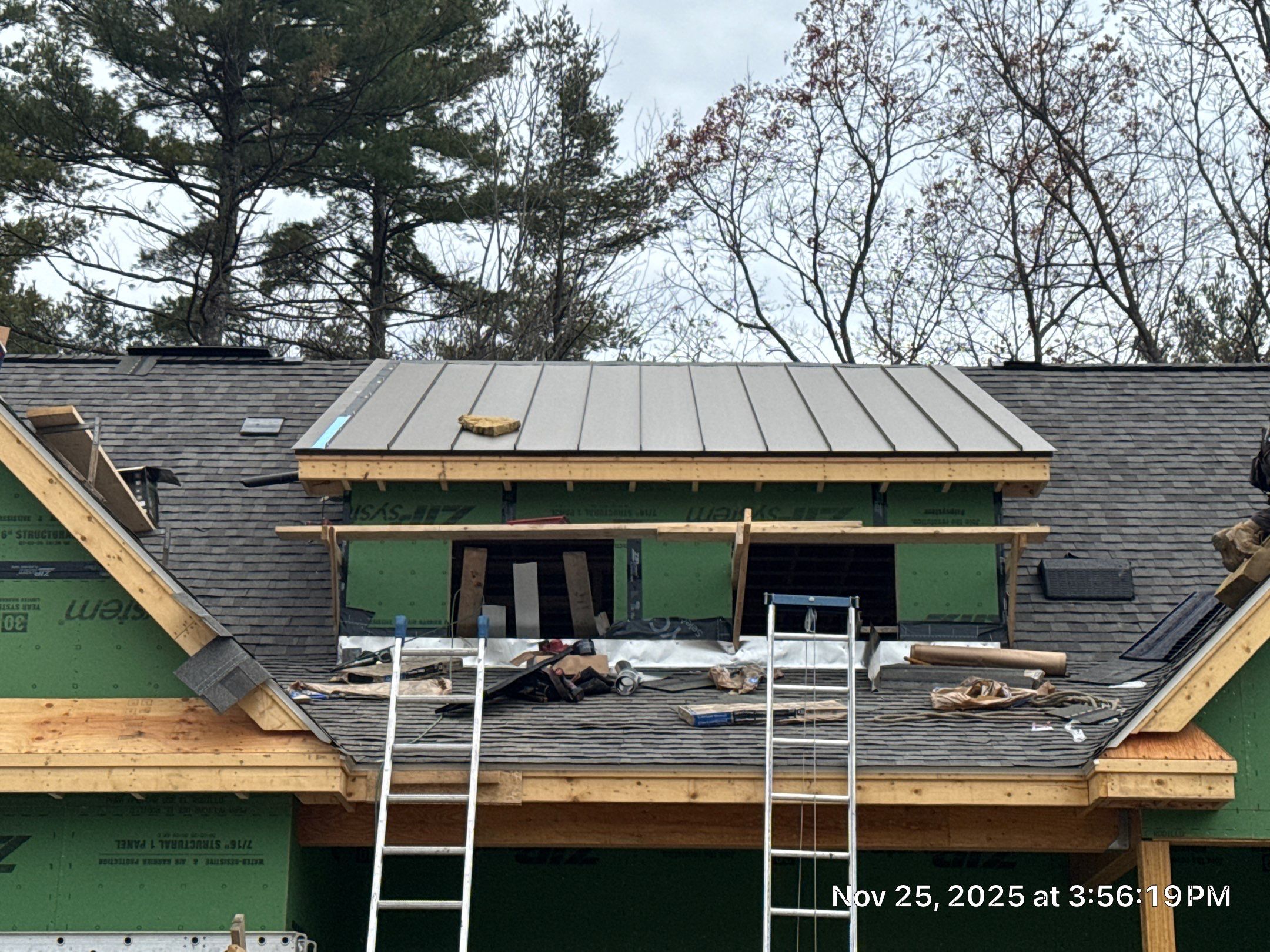 Auburn, NH New Construction Roof Installation With CertainTeed Asphalt & Standing Seam Metal Accents by Compass exteriors