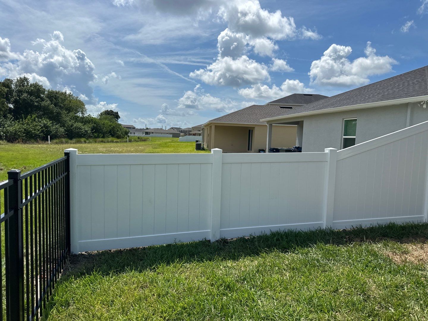 Vinyl Fence Installation using White Vinyl Privacy and 3 Rail Aluminum Fence  by Asap fence and gates, LLC