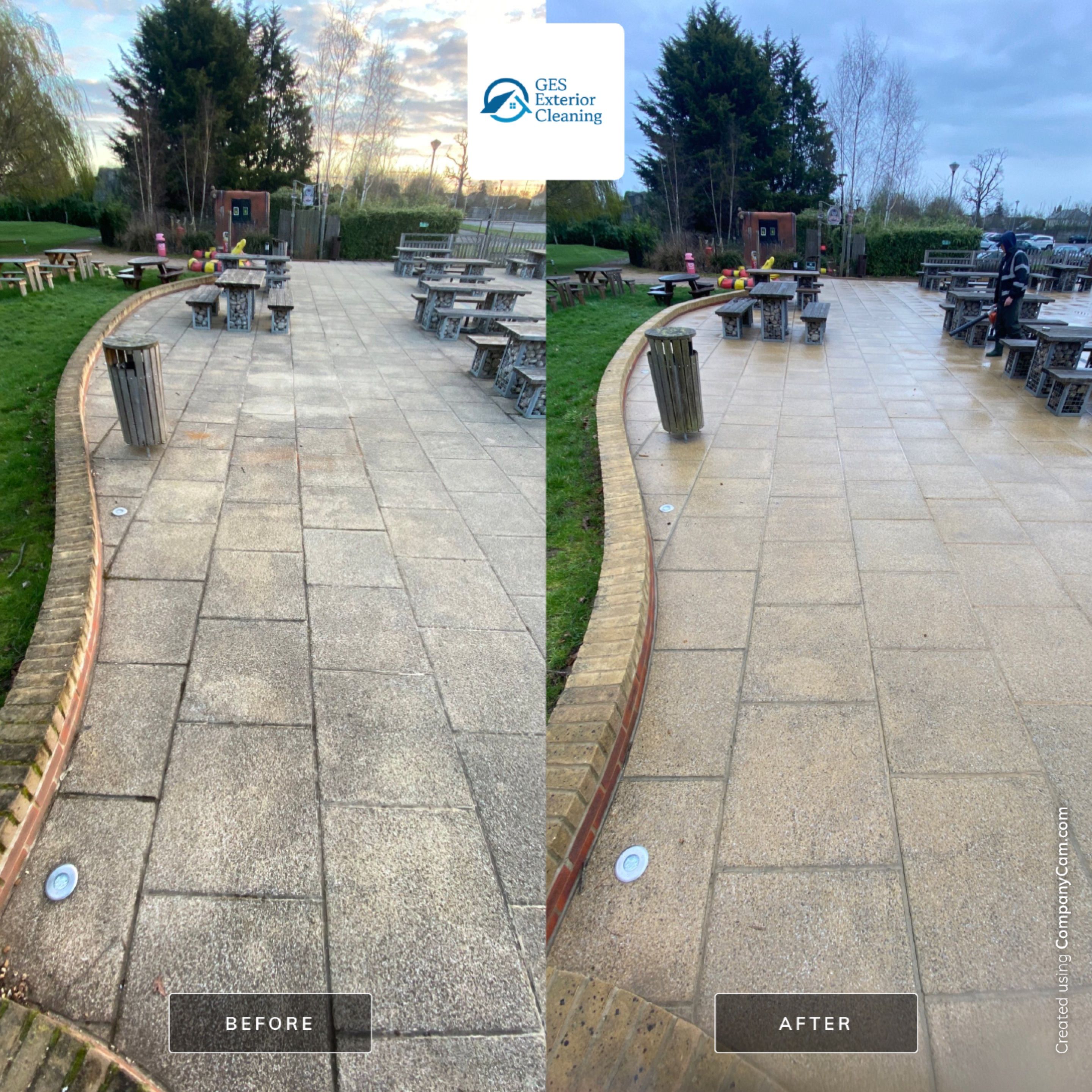 Patio Area Spring Clean using Mosmatic Flat Surface Cleaner by Ges Exterior Cleaning ltd
