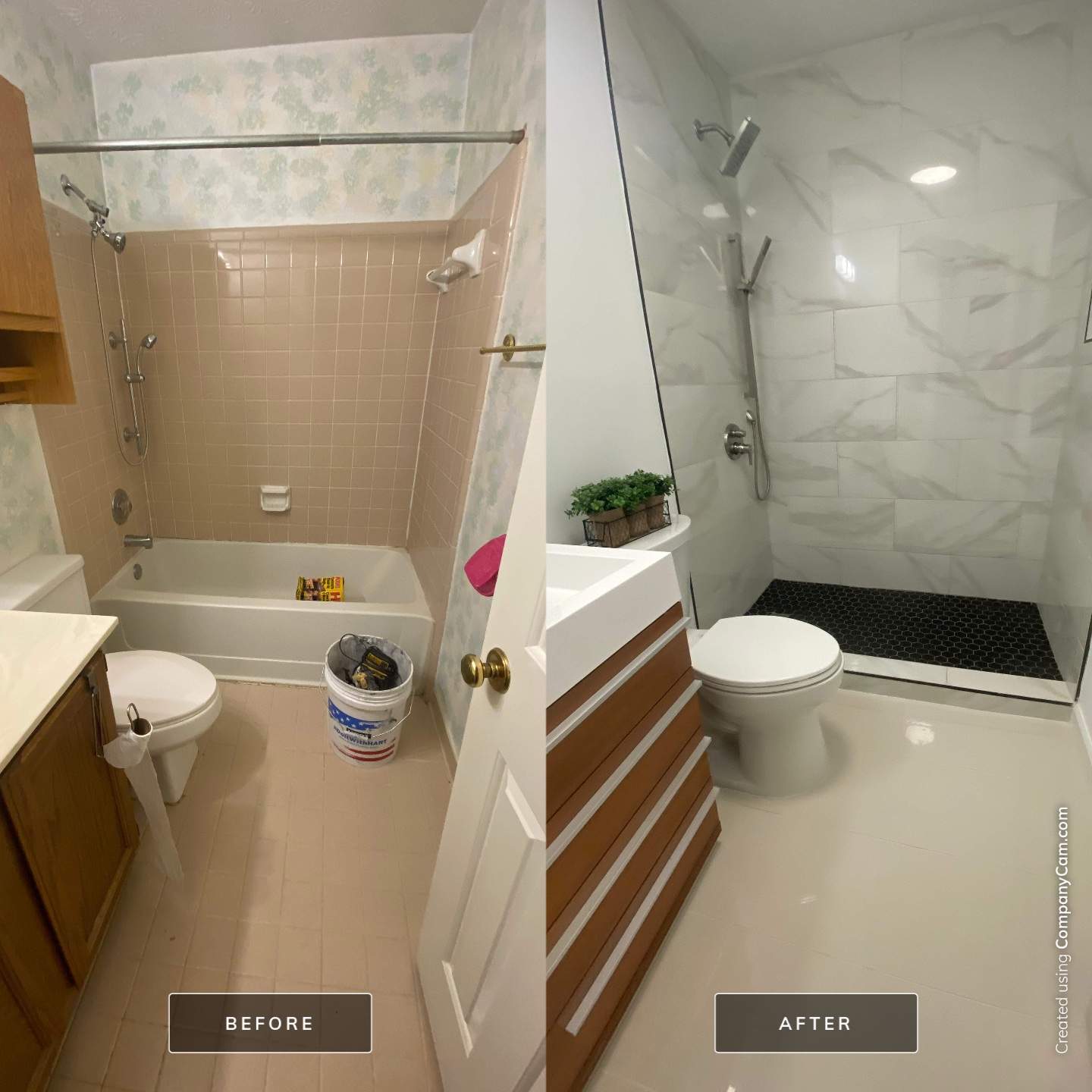 Tub to walk-in shower conversion by Prudencio