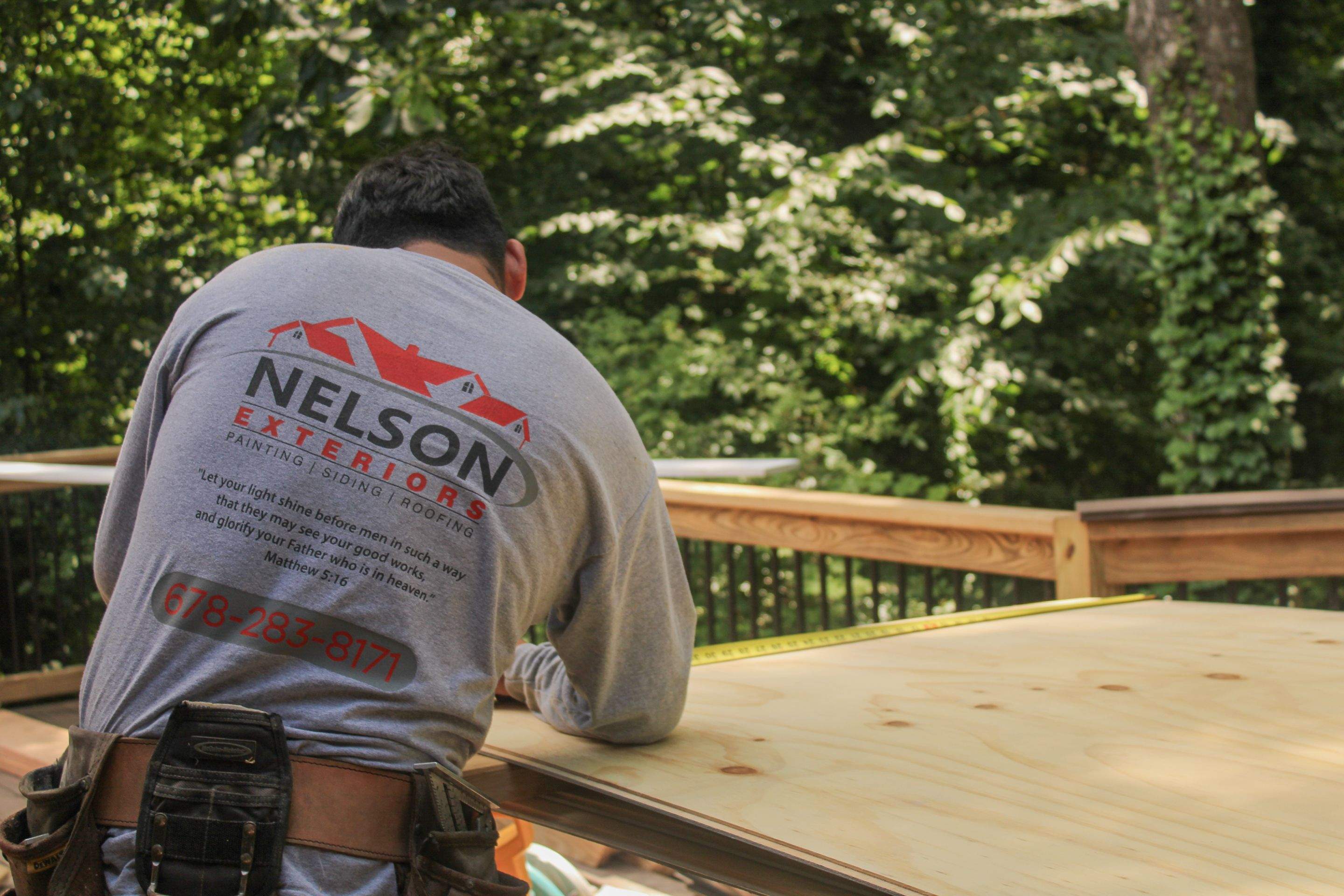 Deckorators Voyage Deck and Shed Style Covered Porch Build with Drink Rail by Nelson Exteriors 