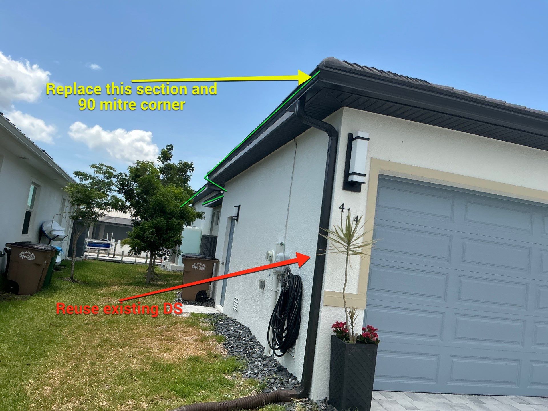 Dark Bronze 7-Inch Gutter Installation in Cape Coral FL by Gutter Professors