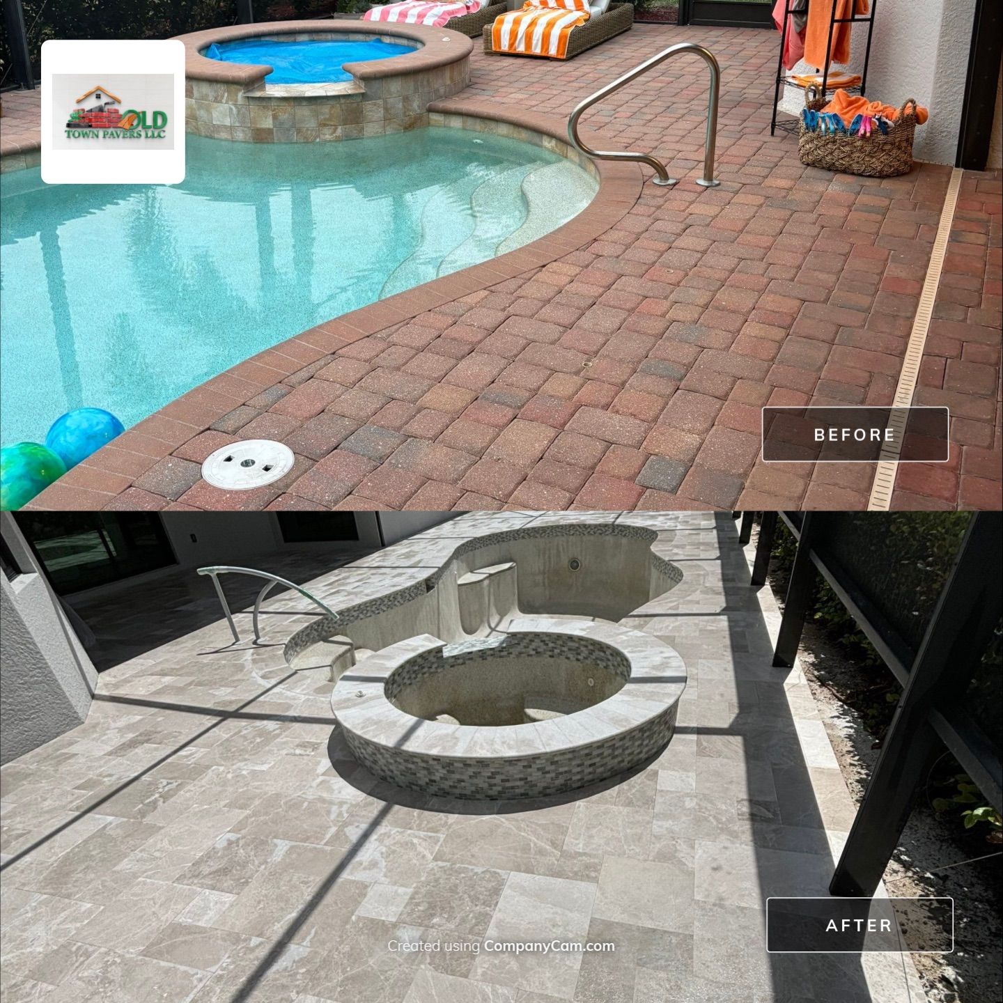 Textured Marble Pool Deck - Bonita National Golf & Country Club by Old Town Pavers Llc