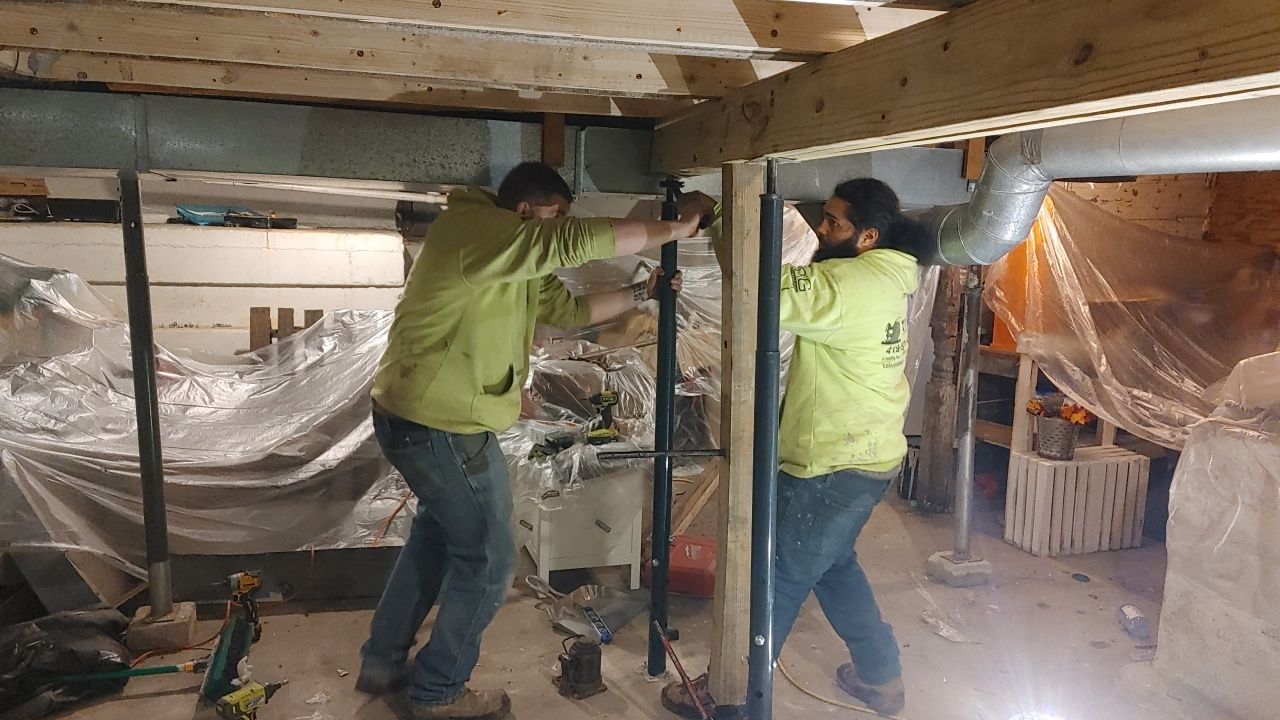 Structural Wood Reinforcement using Structural Wood and Steel Reinforcements (Main Floor Joist) by Toledo Basement Repair