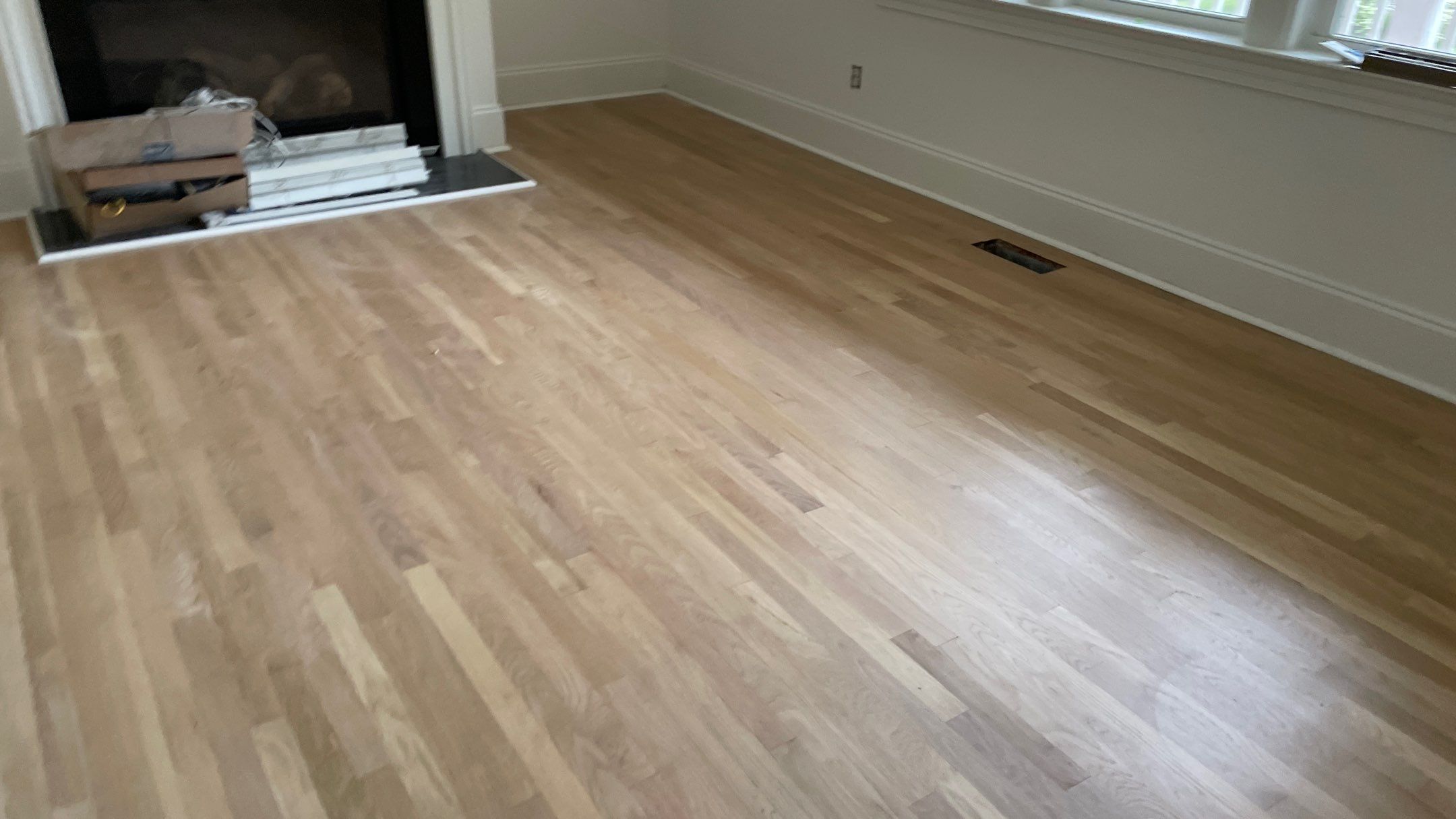 Sand and Finish Red Oak back to Natural with Matte Waterbased Finish by Footprints Floors of Coastal Carolina