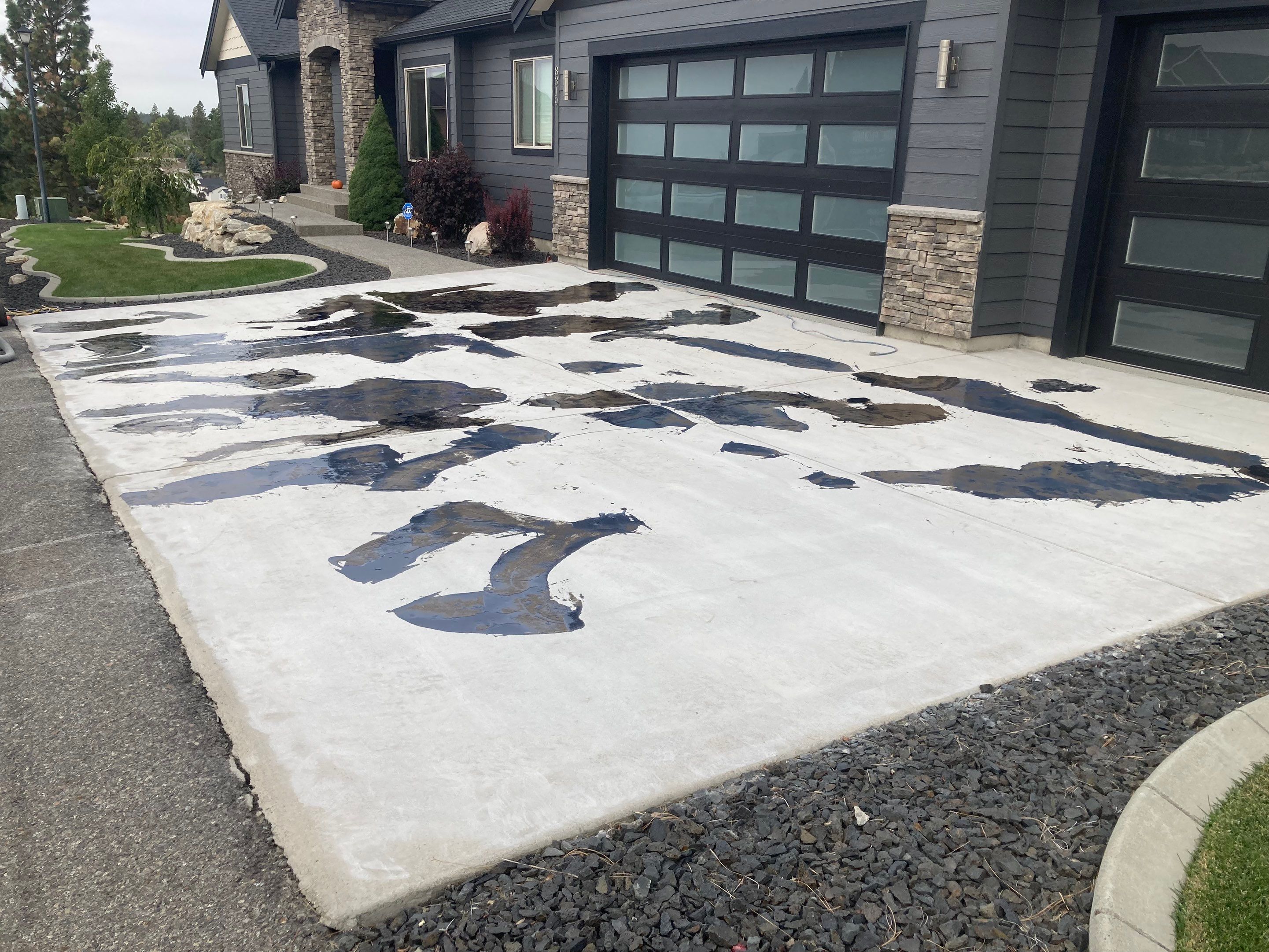 Driveway Transformation using Mediterranean Colorway by Croc Coatings, LLC