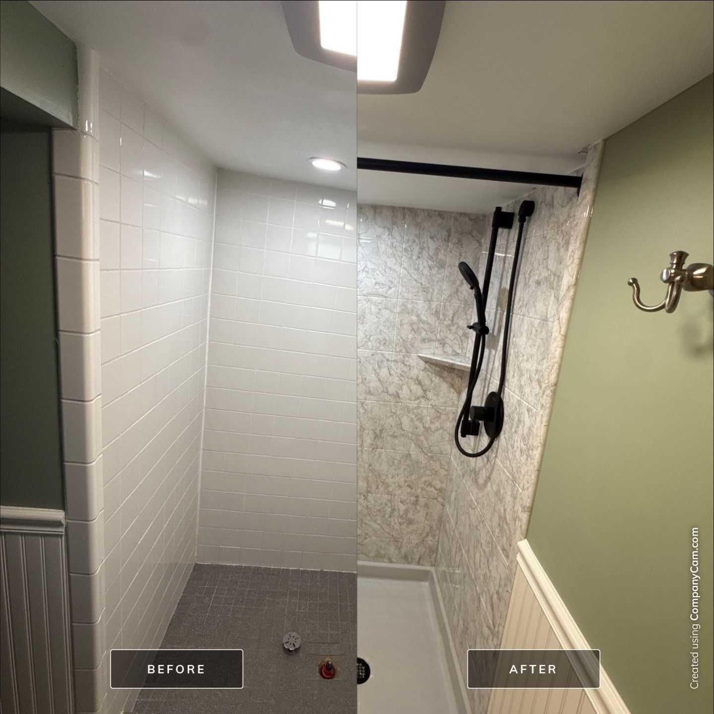 Jacuzzi Bath & Shower Remodel With Marbled Wall Panels in Sault Sainte Marie by Rainbow Seamless Systems