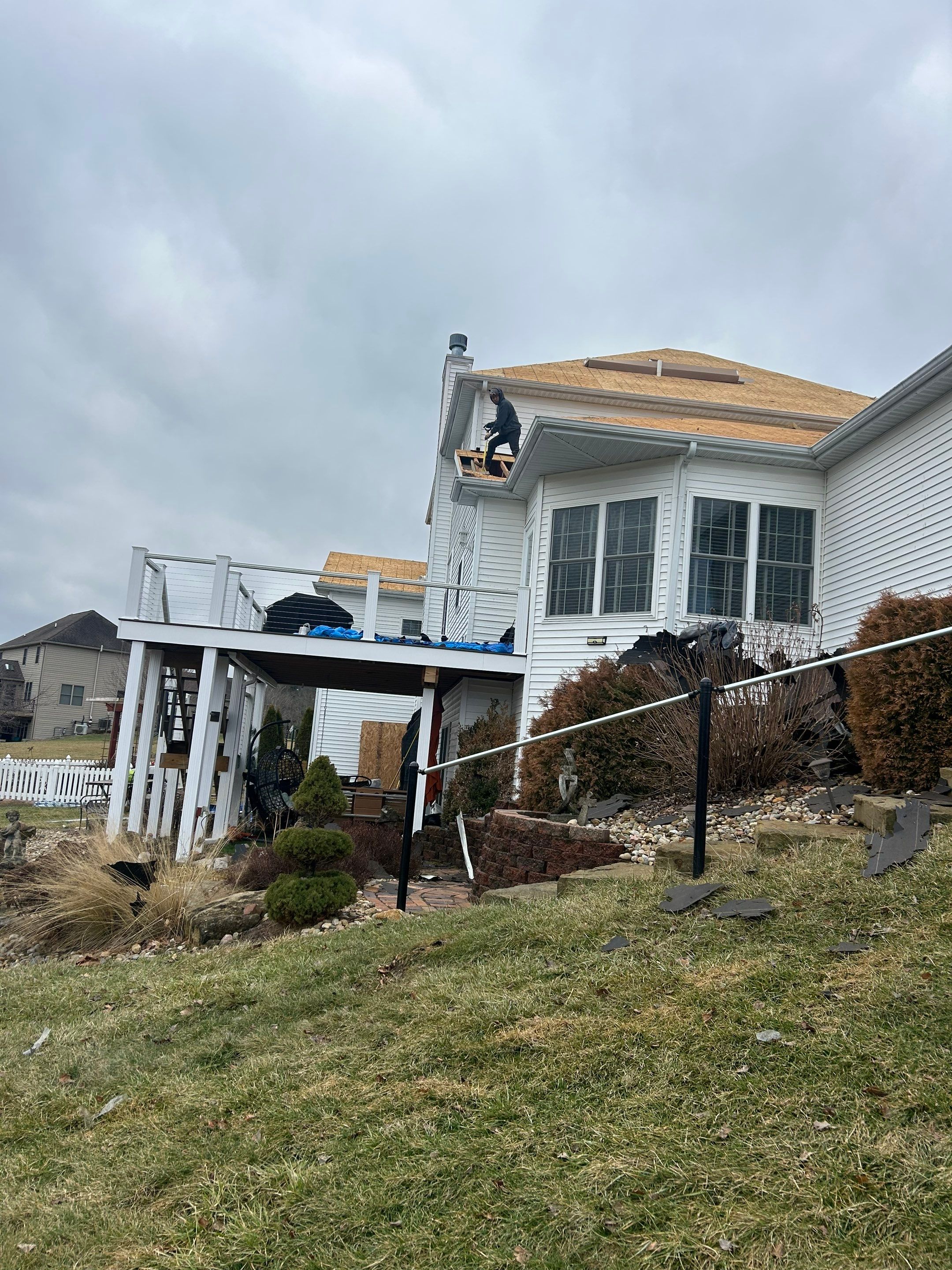 Residential Roofing Installation using Malarkey Vista AR Shingles (Black Oak) by Koontz Construction