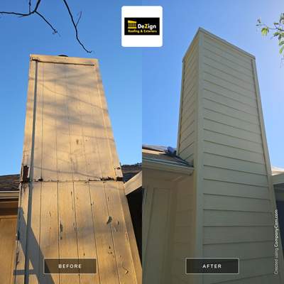 Chimney Rebuild New Siding and Paint