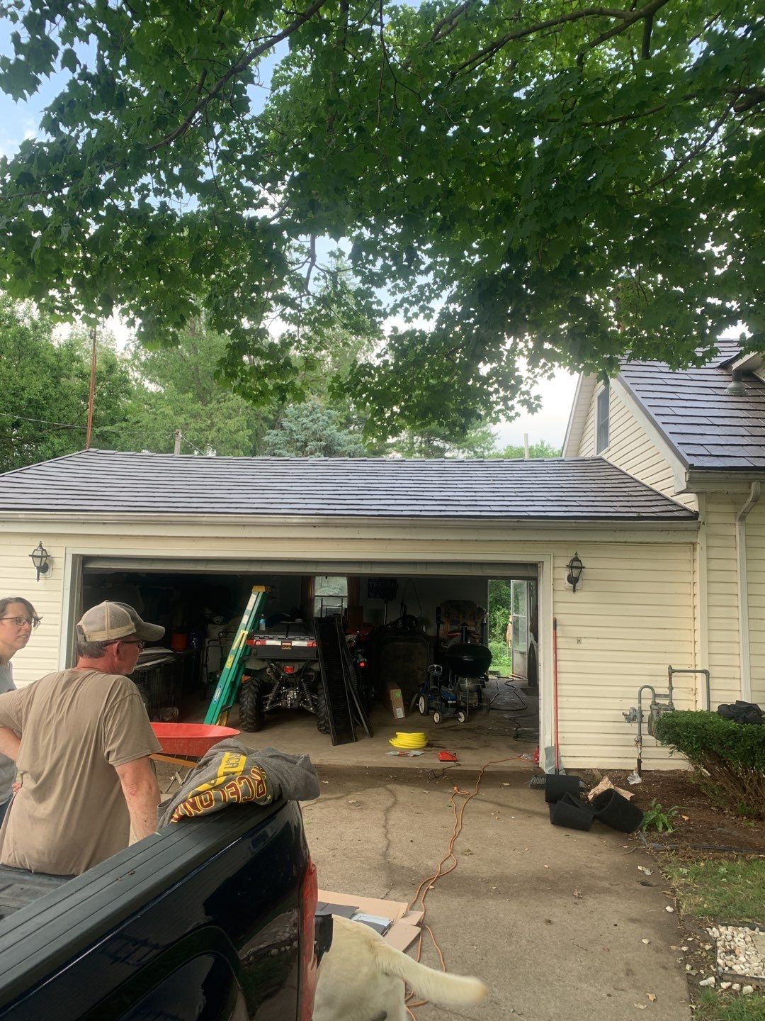 Metal Slate Shingle Roof Replacement After Hail Damage in Columbia City, Indiana by 4Ever Metal Roofing