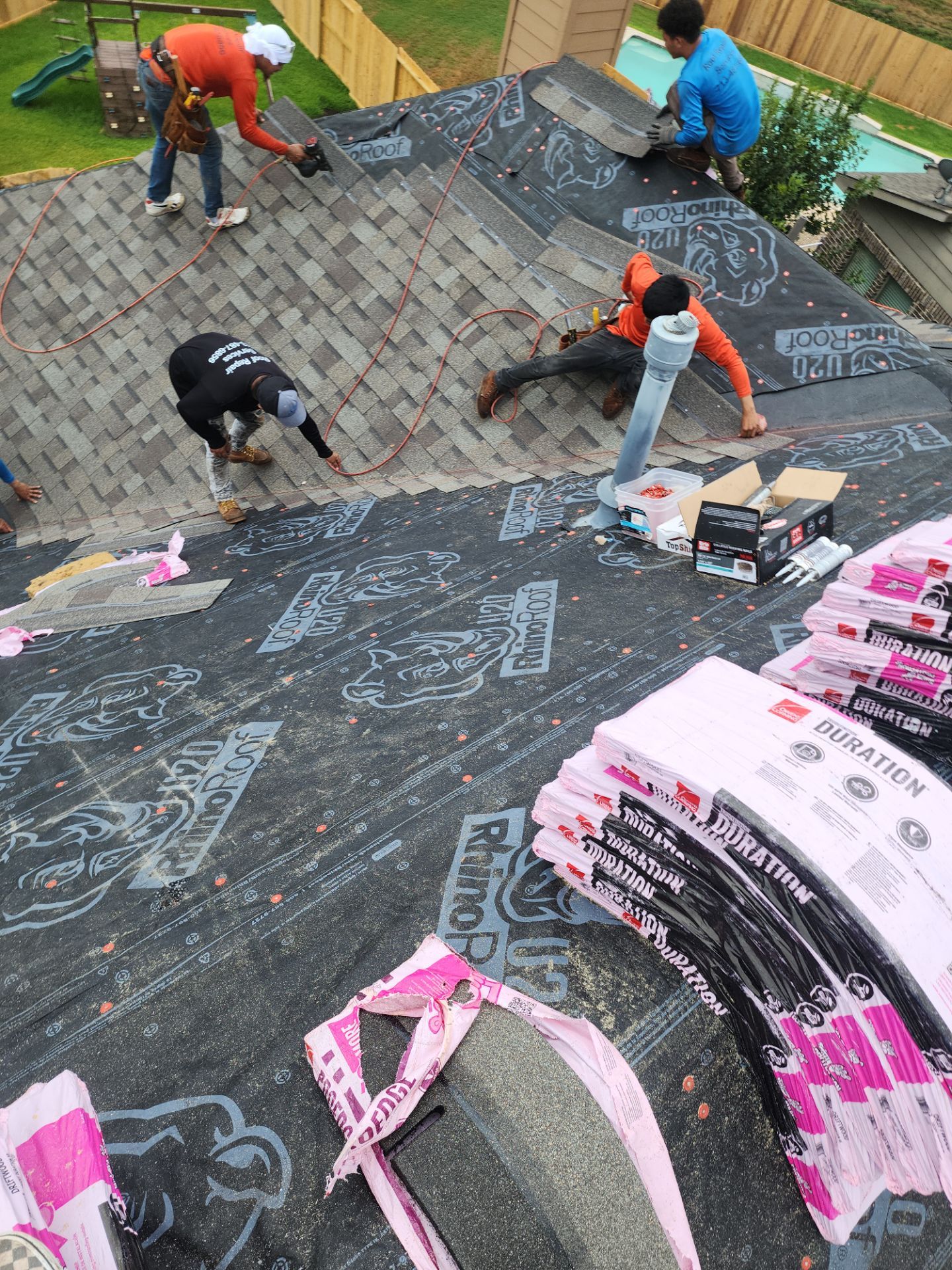 Residential Roofing Installation using Owen's Corning Duration (Lifetime) Shingles by Roof Repair Company