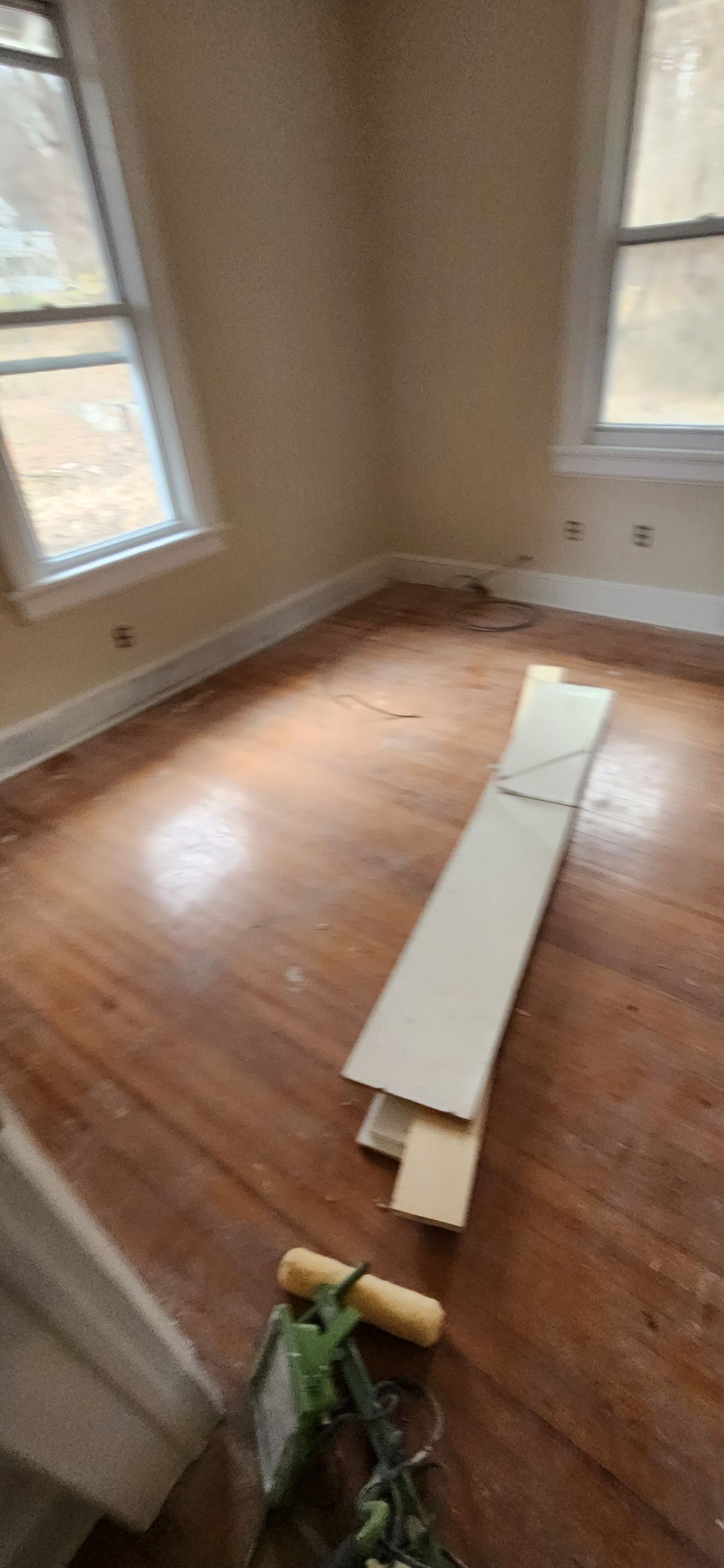 Sand & Refinish with Board Repair using Duraseal Golden Oak and Coffee Brown w/ Loba Satin Finish by Footprints Floors Morristown