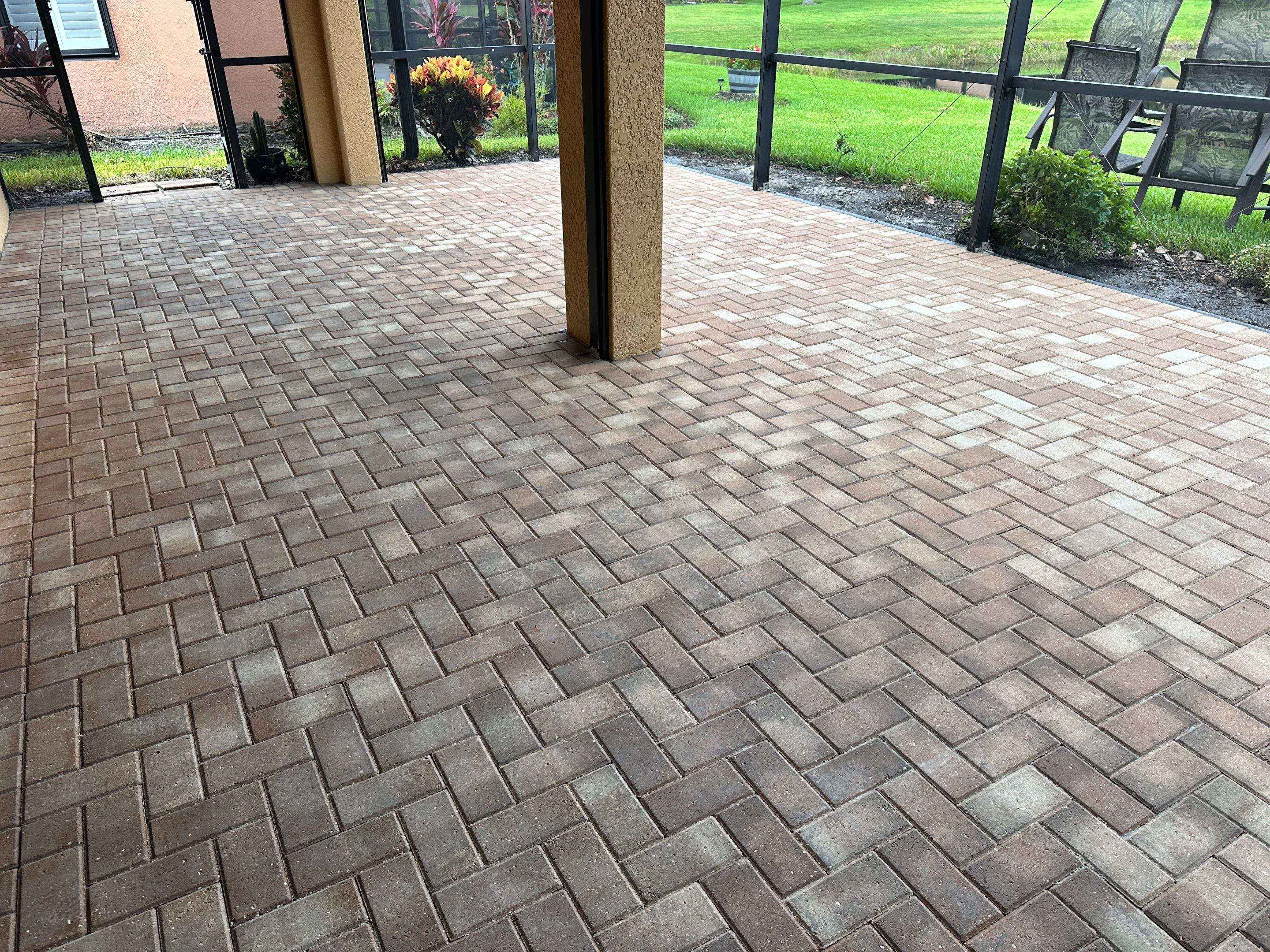 Herringbone Paver Stripping and Sealing for Apollo Beach Lanai by Supreme Paver Experts
