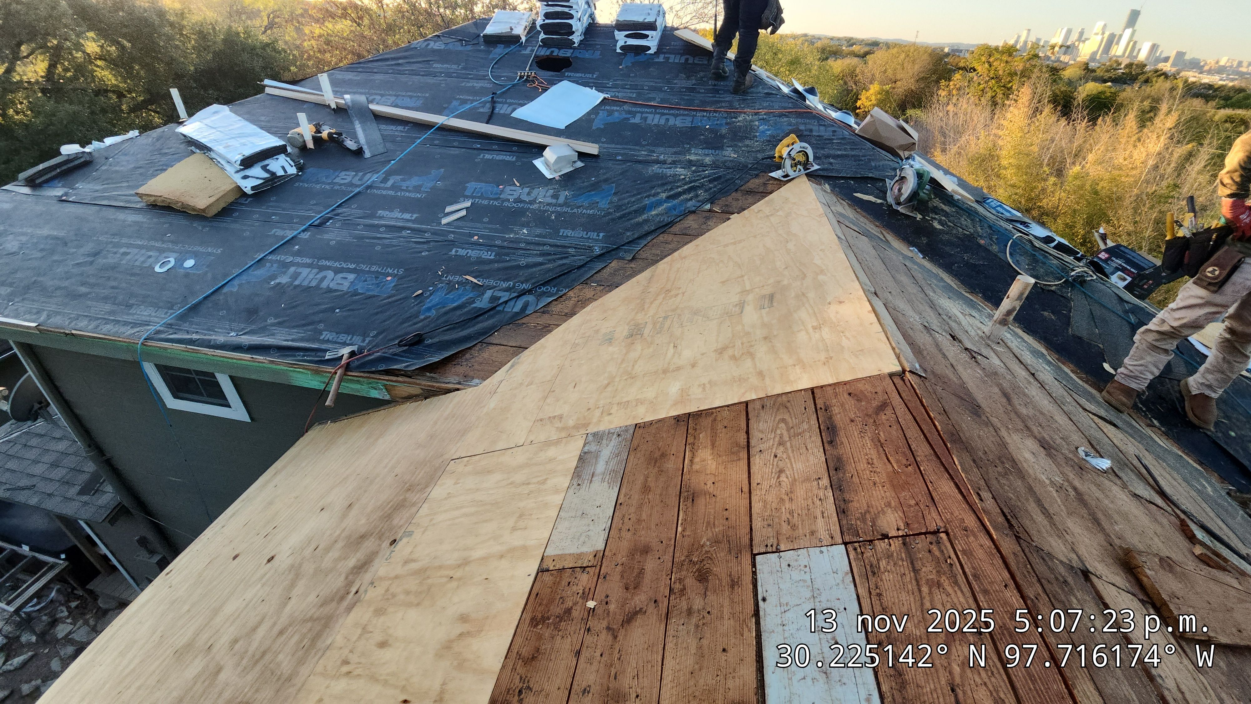 Asphalt Shingle Roof Repair and Decking Replacement in Austin by Caliber Restoration LLC
