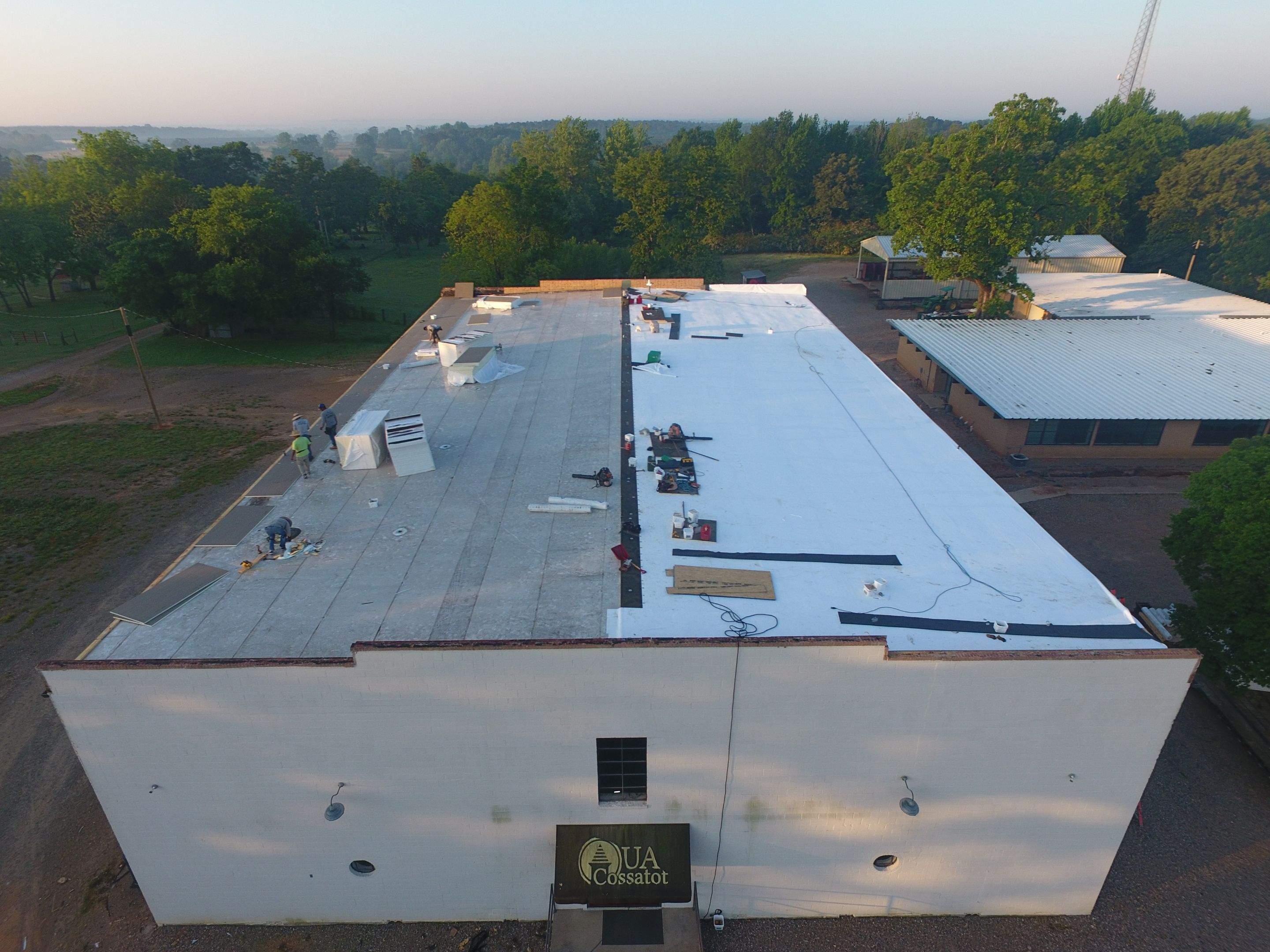 Commercial Roofing Installation using 50 mil PVC by Hostetler Roofing