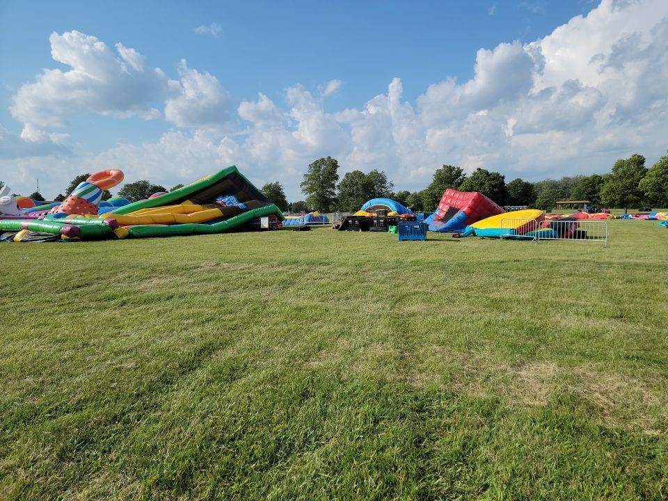 Cleaning for big bounce america prior to a large event by Northern Power Washing LLC.