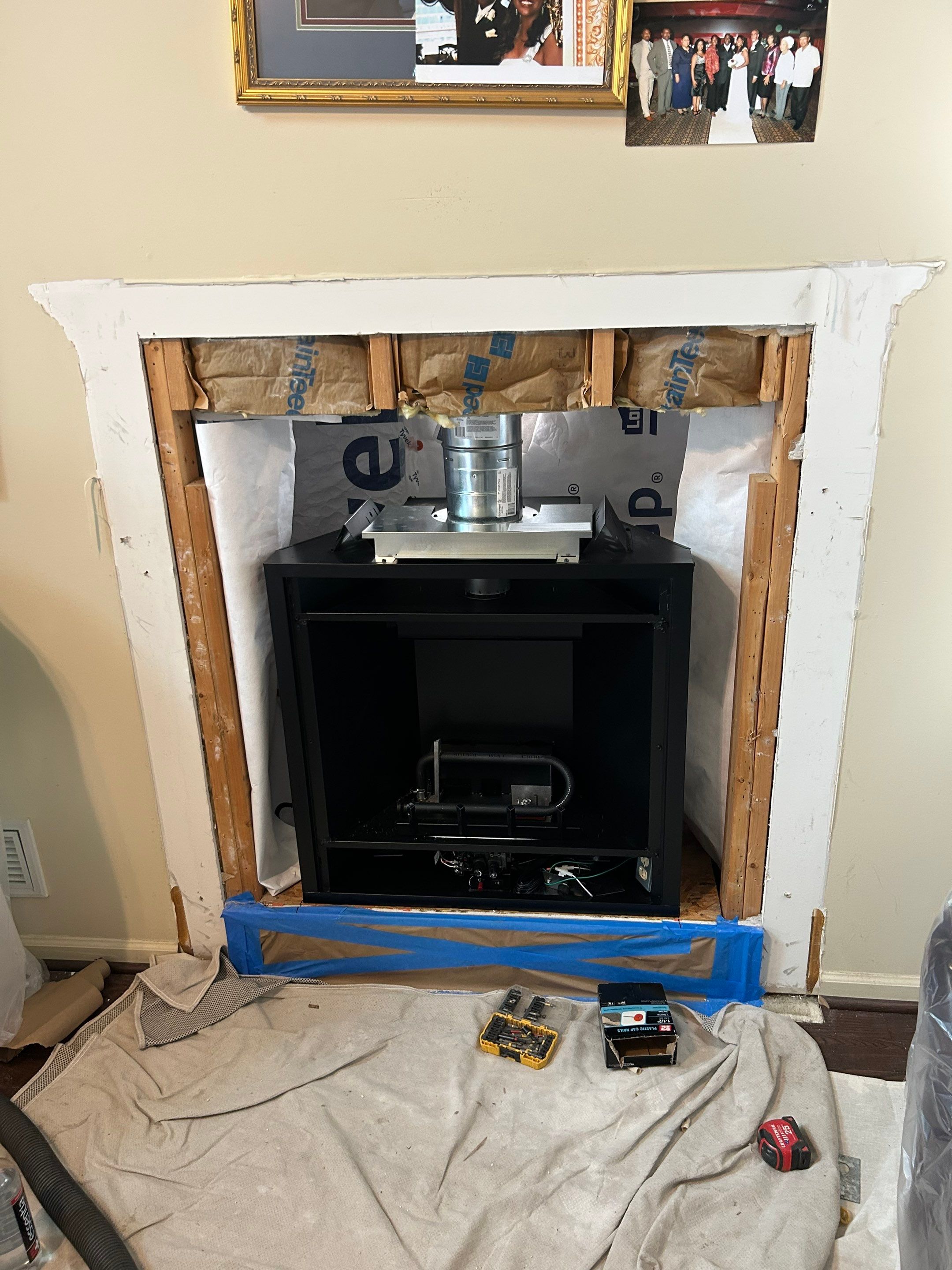 Gas Fireplace Installation in Hampton by Premier Chimney and Roofing