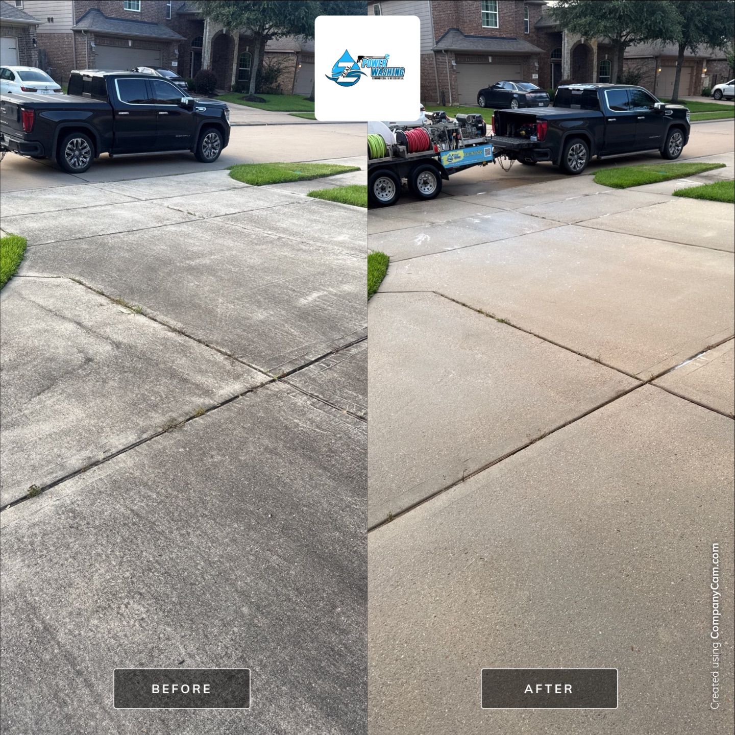 Residential Concrete Driveway and Sidewalk Pressure Washing in Katy by Zeal Power Washing