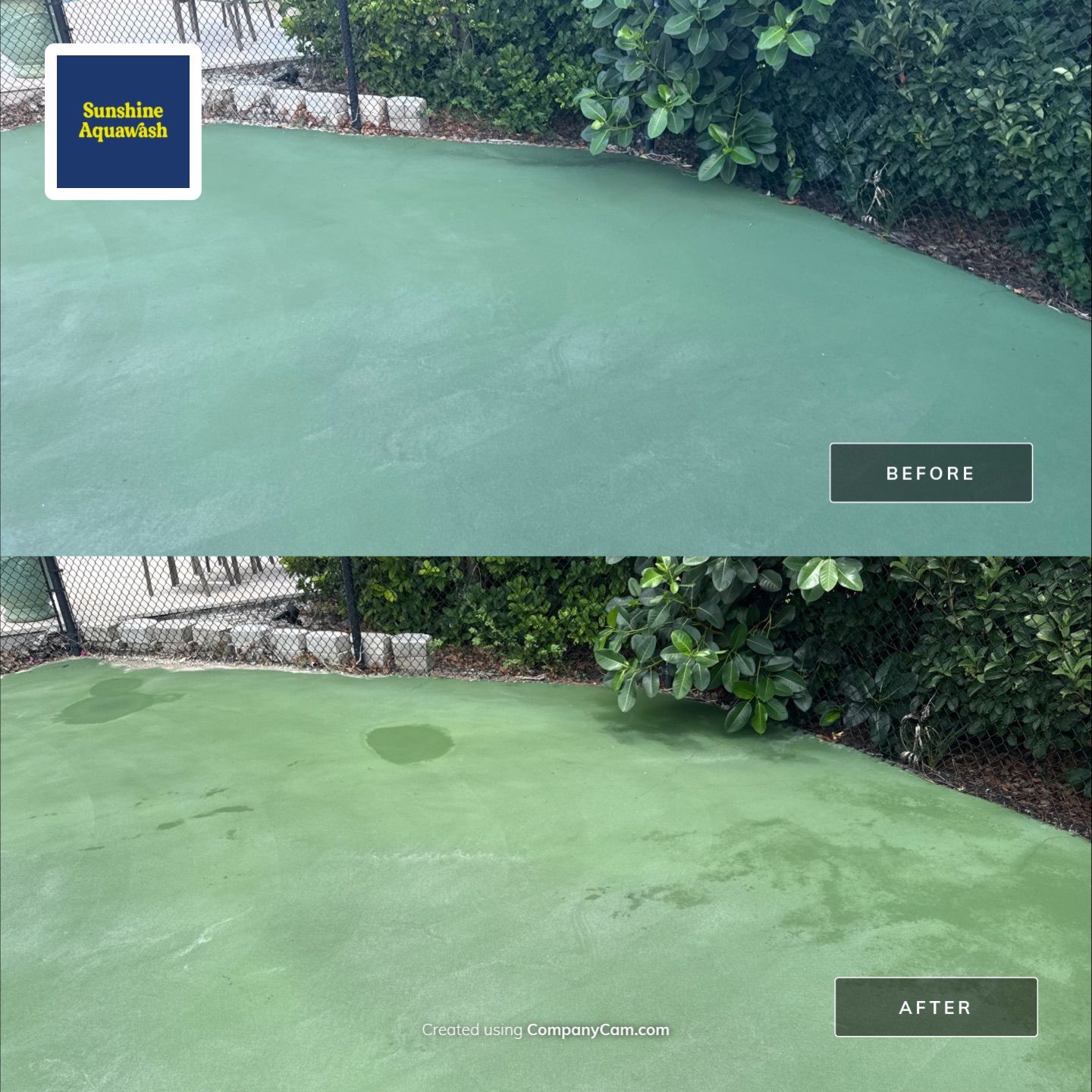 Tennis Court, Vinyl Fence & Sidewalk Cleaning in Riverview Bluff – West Bradenton, FL 34209 by Sunshine AquaWash