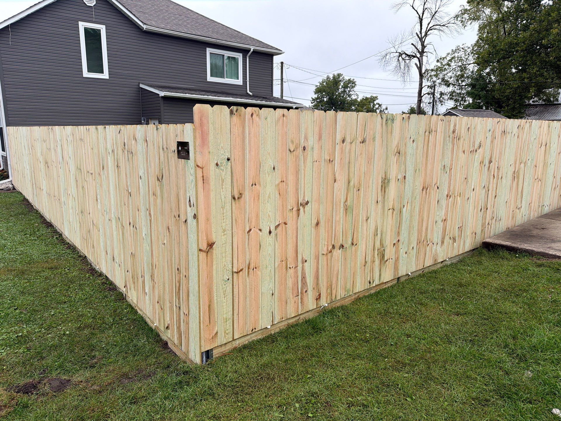 Custom Wood Privacy Fence and Black Chain Link Gate in Independence by Perfect Picket Fence and Stain