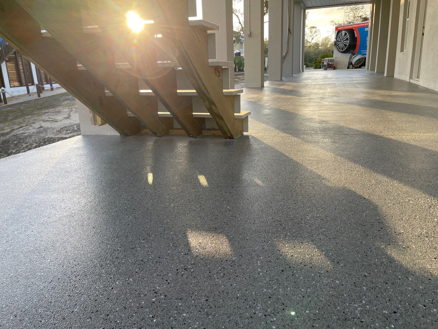 Under Side of Home in Hybrid Shale by Cross Creek Concrete Coatings