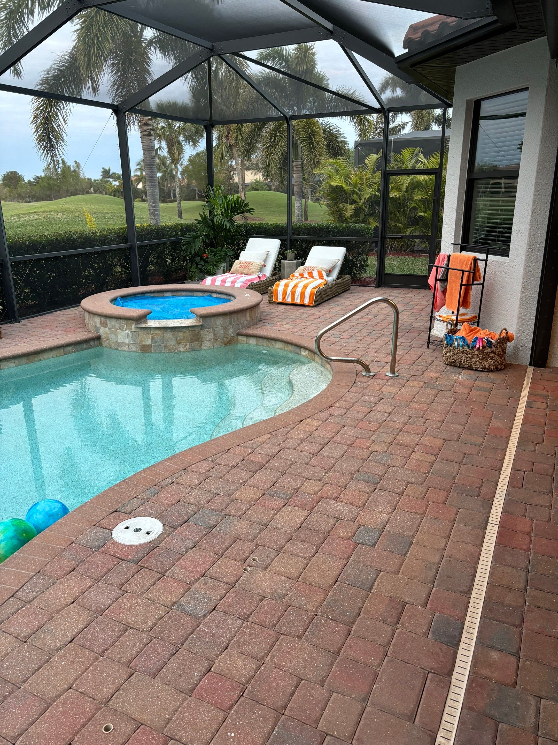 Textured Marble Pool Deck - Bonita National Golf & Country Club by Old Town Pavers Llc