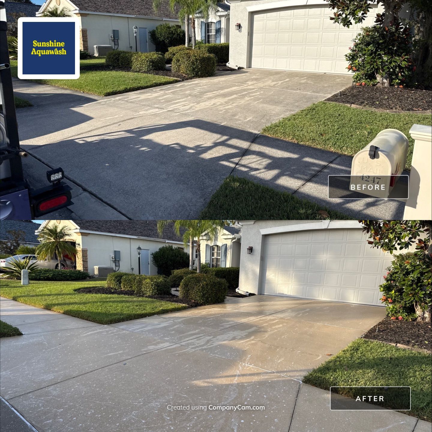 Concrete Driveway & Walkway Transformation | Northwood Park, Palmetto FL by Sunshine AquaWash