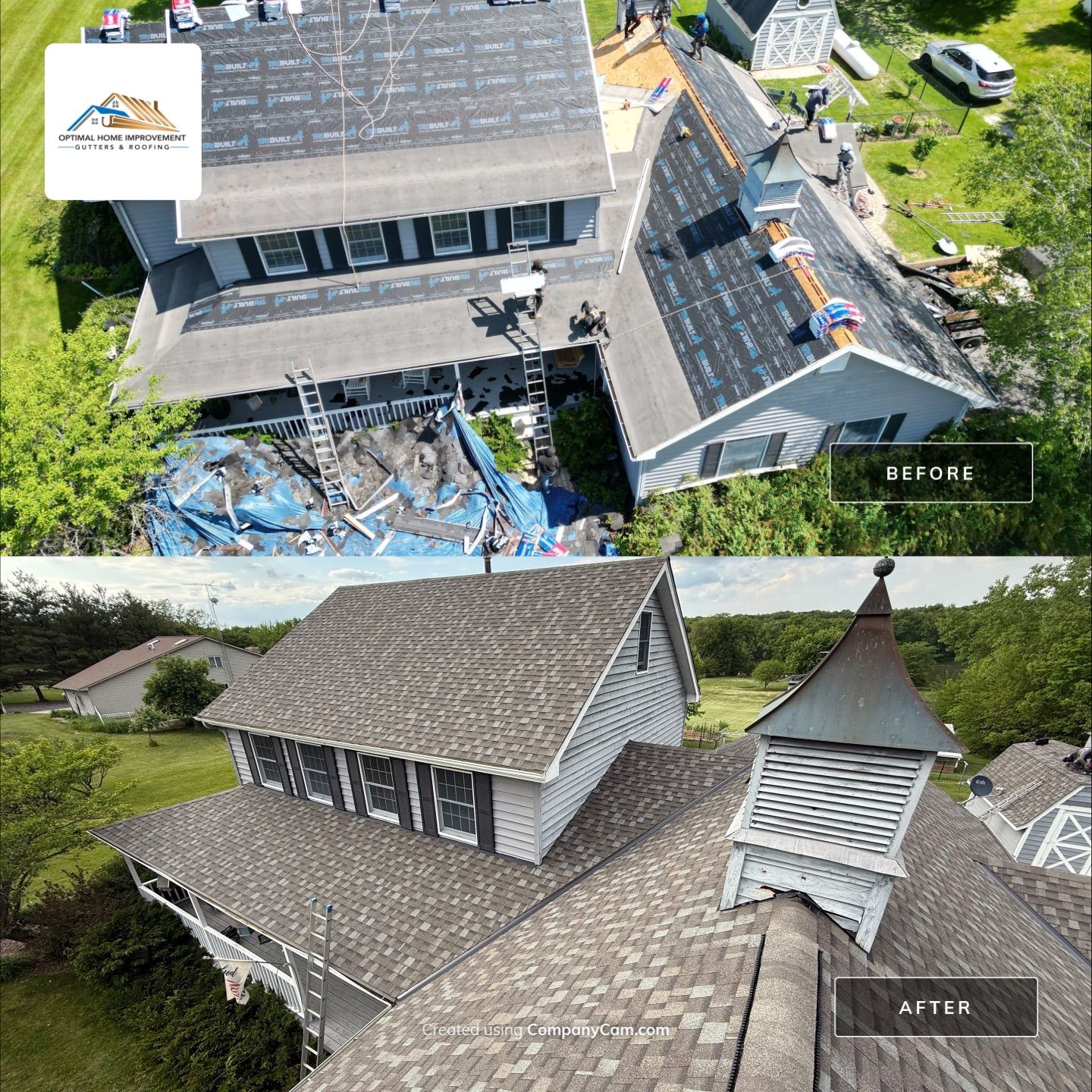 Roofing, copper chimney cap and copper awning by Optimal Home Improvement 
