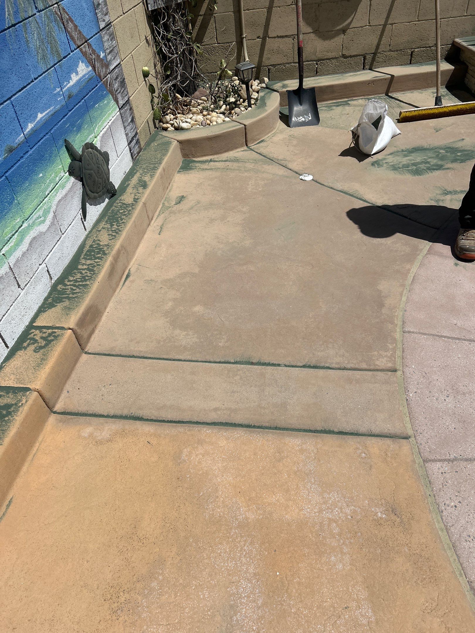 Sandblast & Staining Pool Deck In by La Power Washing Inc