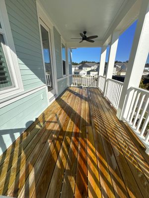 Weathered Deck and Concrete using Wood and Concrete Sealant