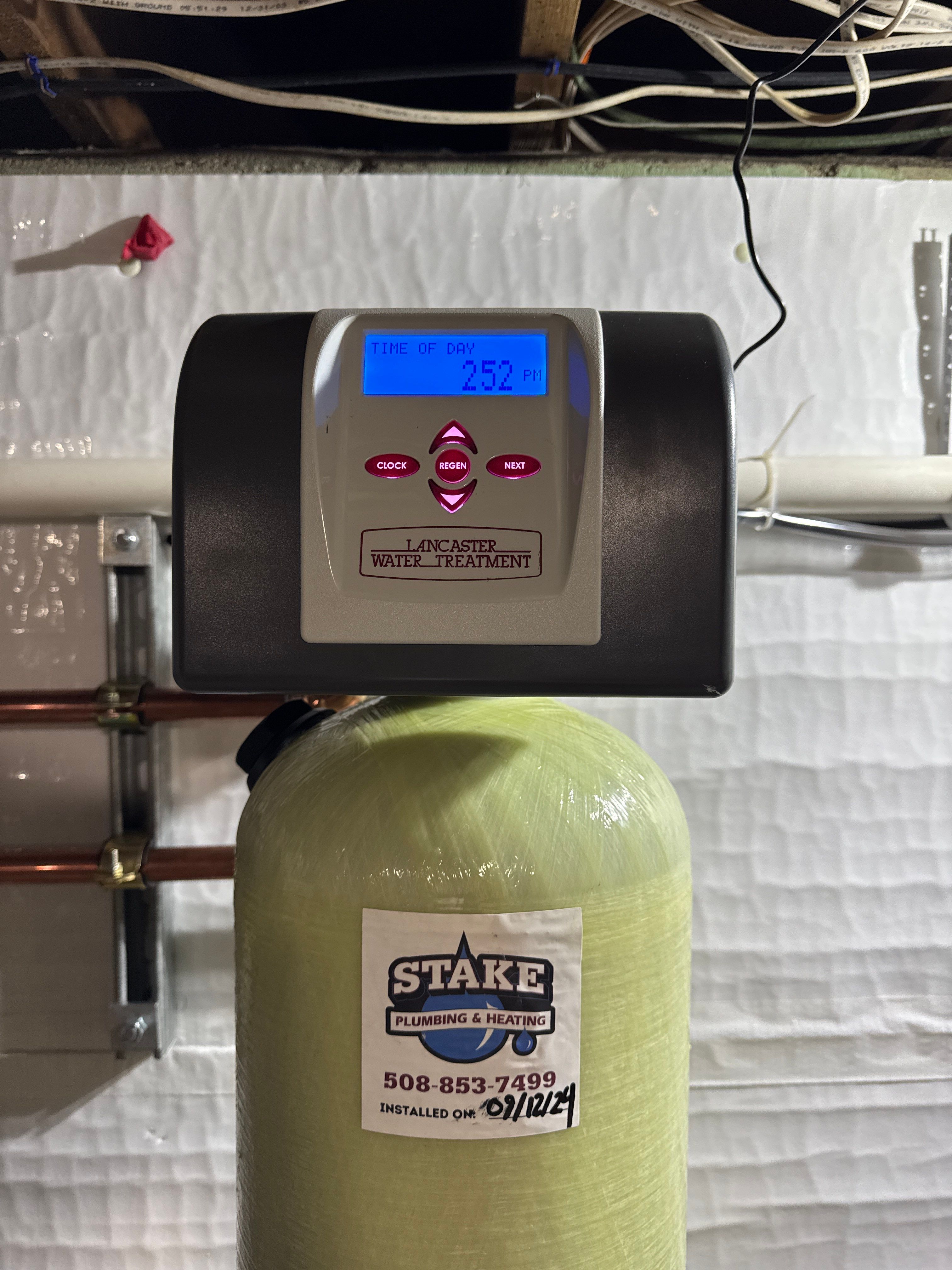 Combination Water Softener and Carbon Filter Installation. by Stake Plumbing and Heating