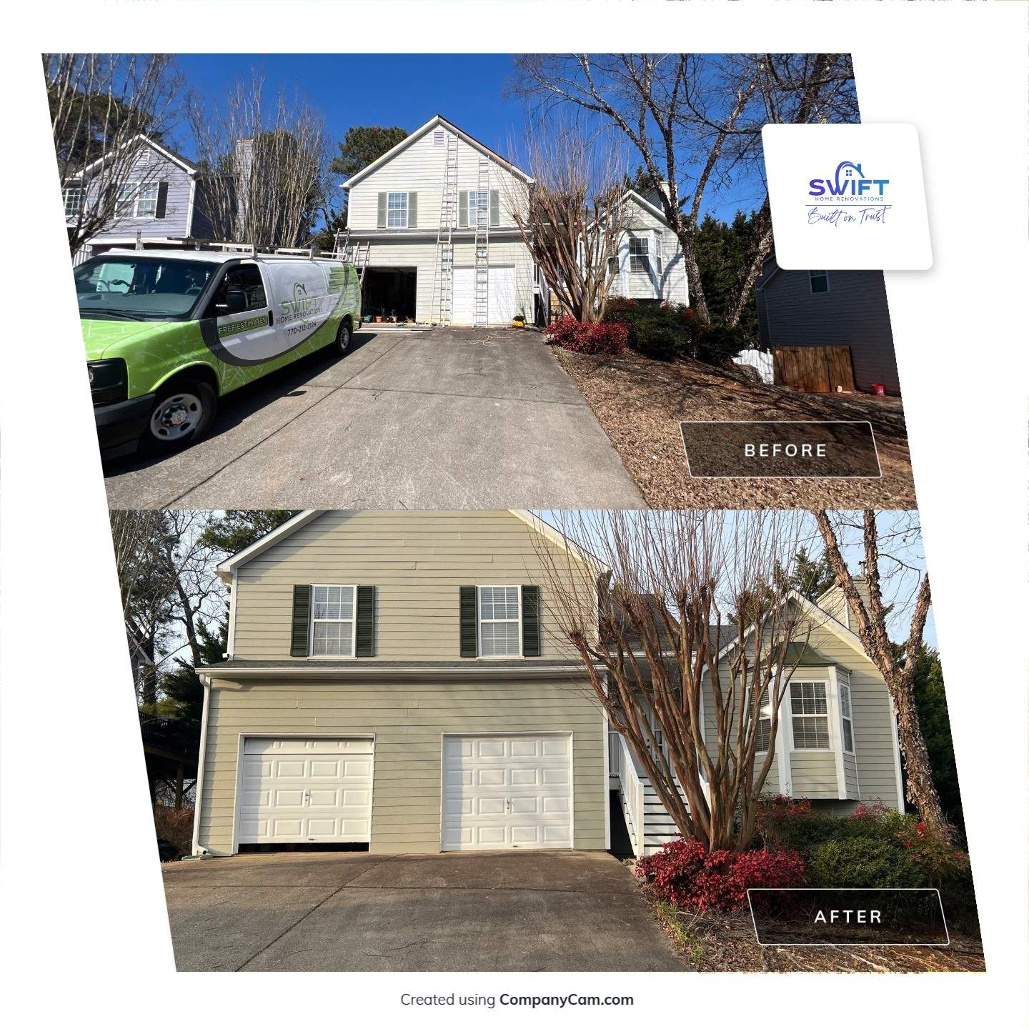 Exterior Residential Painting and Deck Staining in Kennesaw, Georgia by Swift Home Renovations