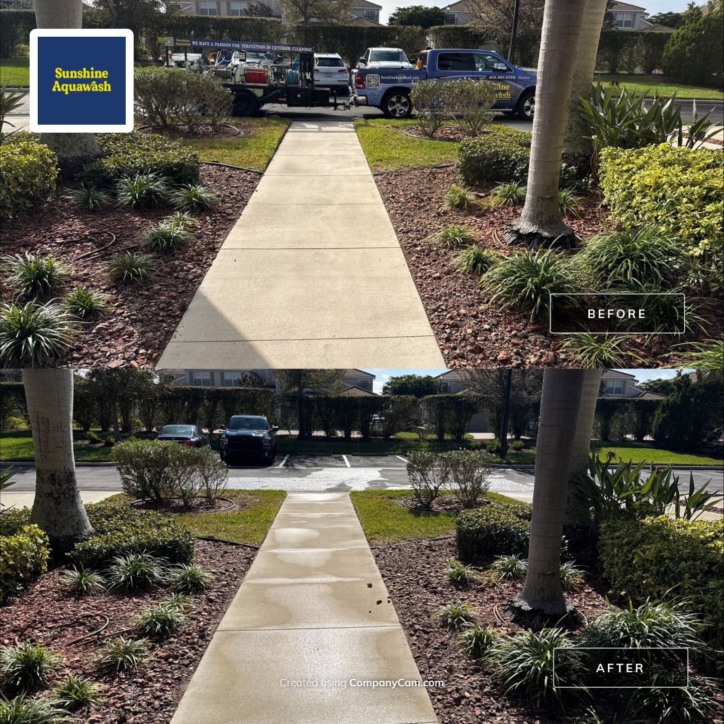 HOA Condo Concrete Driveway & Sidewalk Cleaning – River Strand Community, Bradenton, FL by Sunshine AquaWash