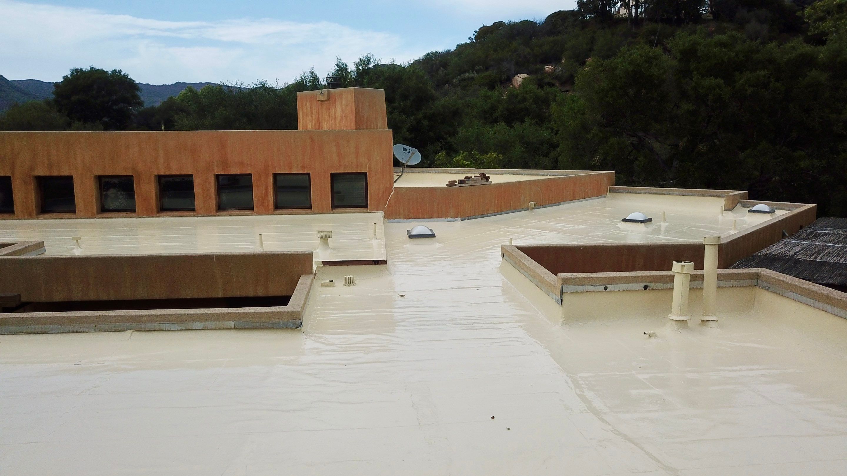 Tan Silicone Applied to a Stunning Residential Property in Calabasas by Hull Brothers Roofing
