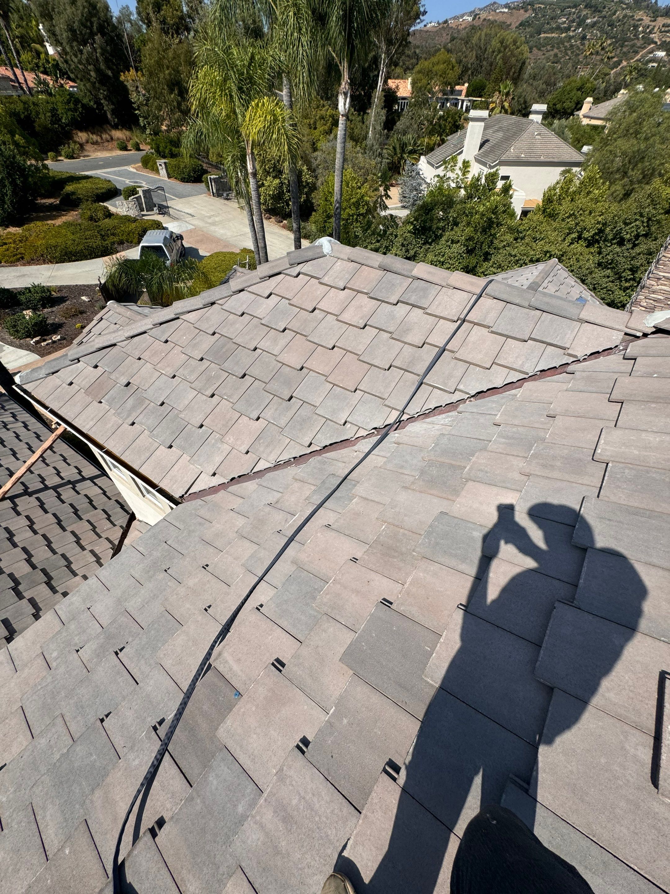 Full Roof Replacement Featuring Staggered Eagle Concrete Tiles in Poway by Reliable Roofing San Diego Inc.