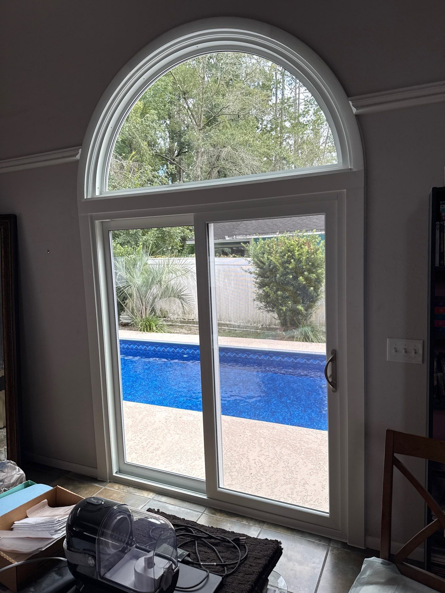 Custom Arched Transom and Sliding Patio Door Replacement in Gainesville by Windows & Doors Store