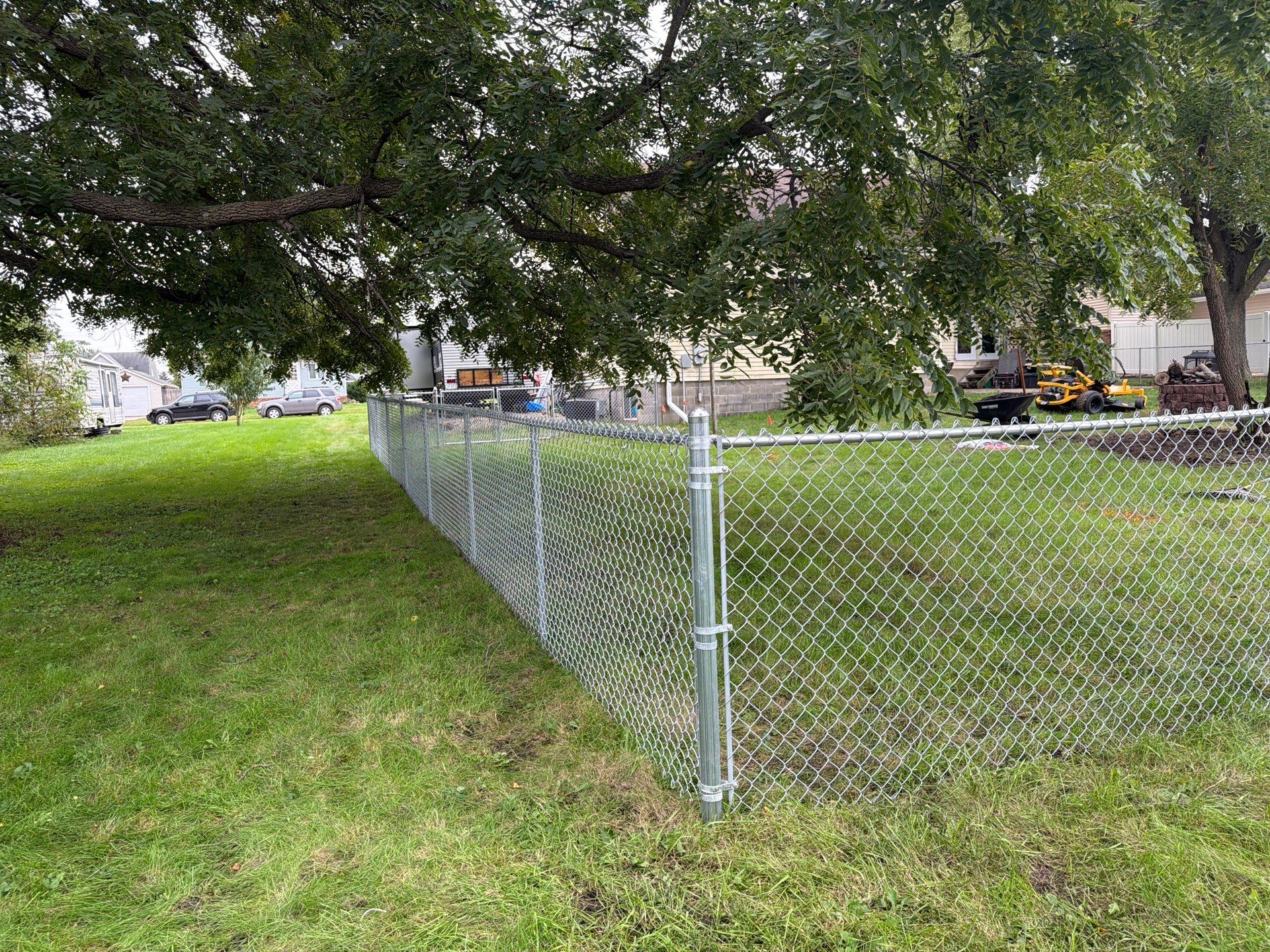 Tripoli Residential Galvanized Chain Link Fence with Double Gates by Perfect Picket Fence and Stain