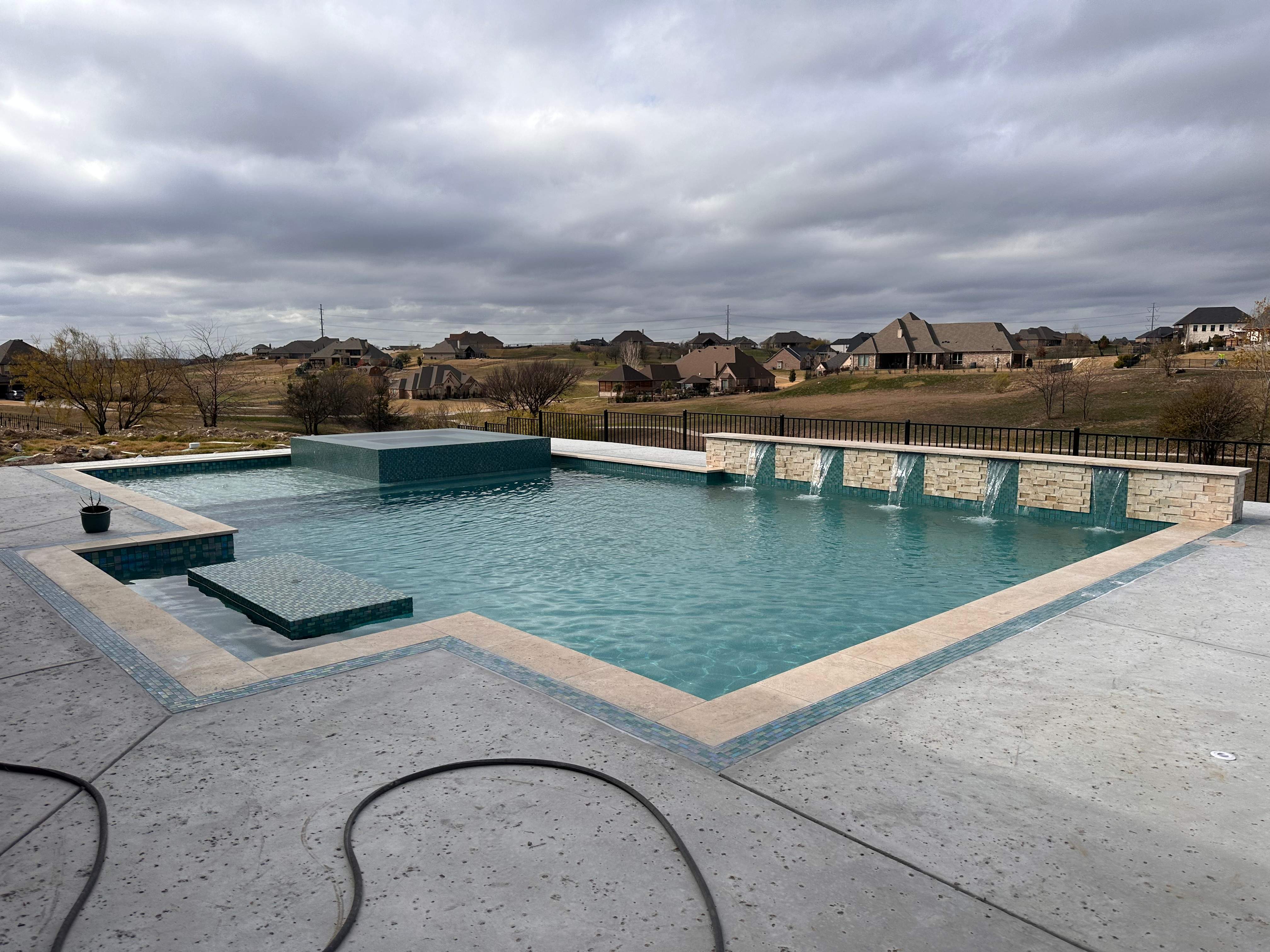 Geometric Pool with Raised Spa by Pinnacle Pools and Spas - DFW
