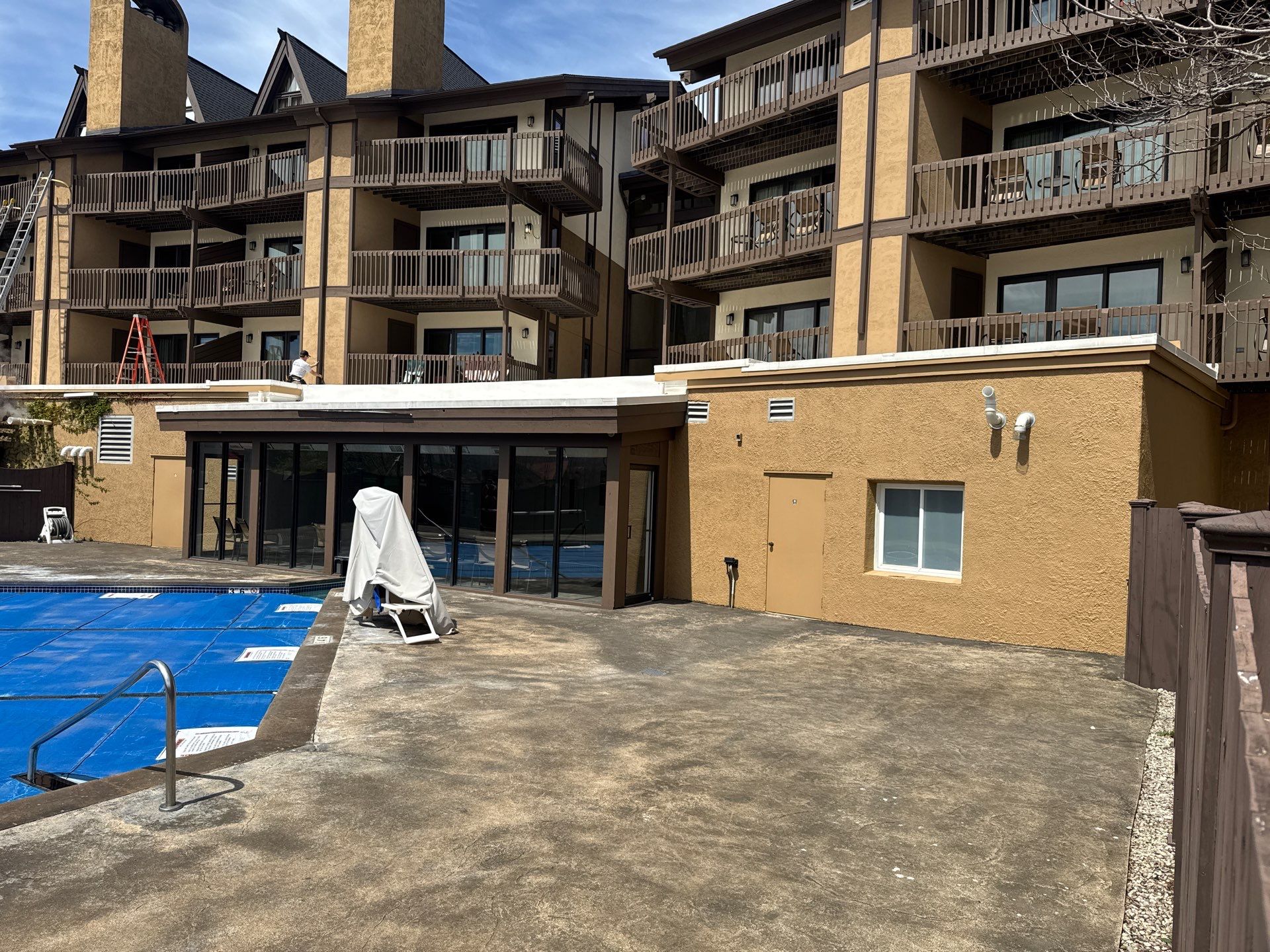 Gutter and Gutter Helmet Installation for Harbor Springs Hotel by Rainbow Seamless Systems