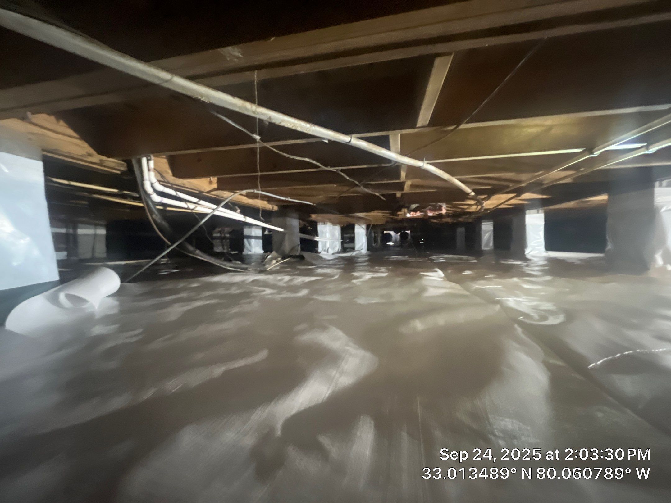 Crawlspace remediation & encapsulation with ductwork replacement by EAS Environmental, LLC.