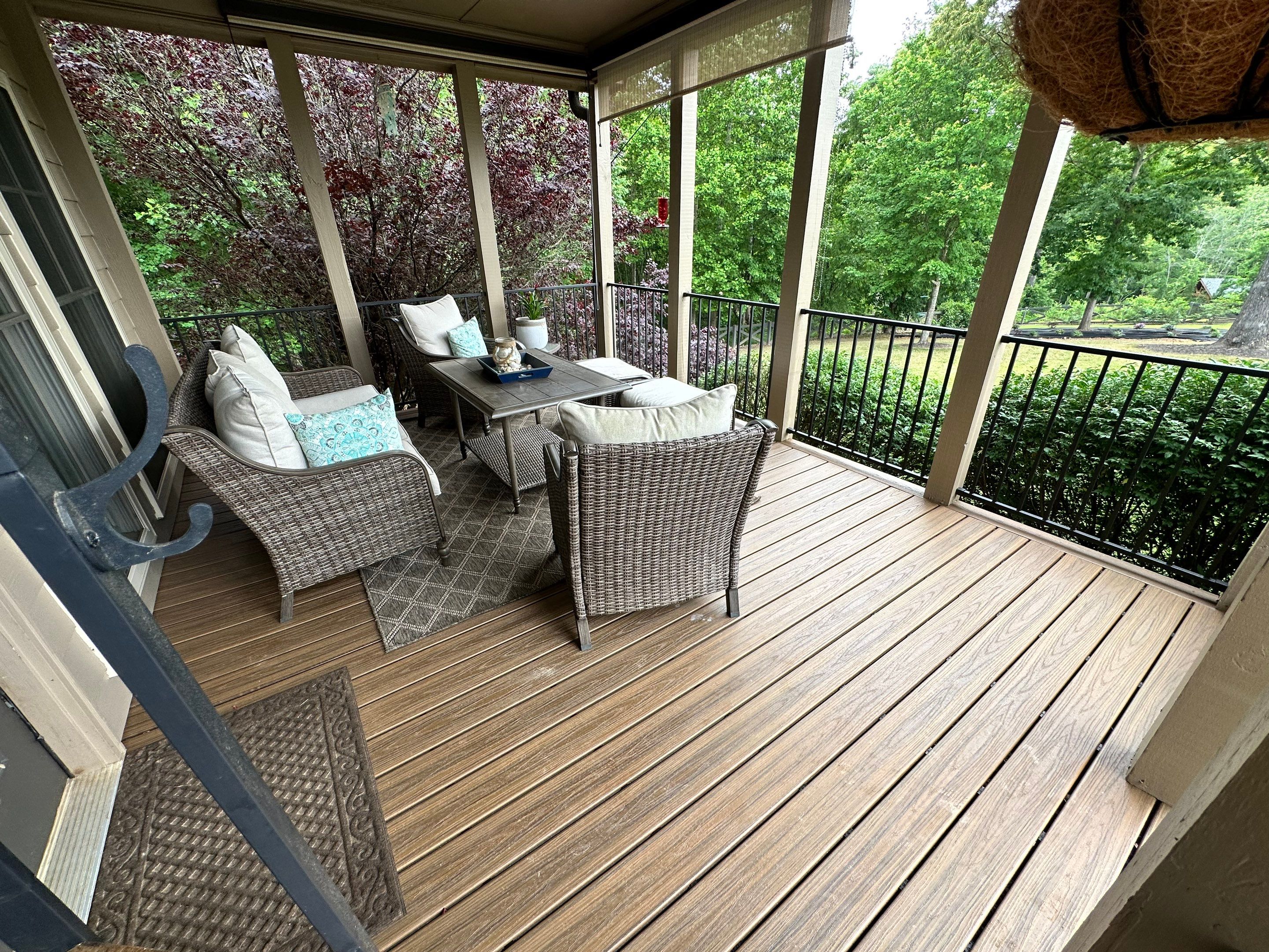 Composite Deck Flooring and Black Metal Railing Replacement in Dallas by Swift Home Renovations