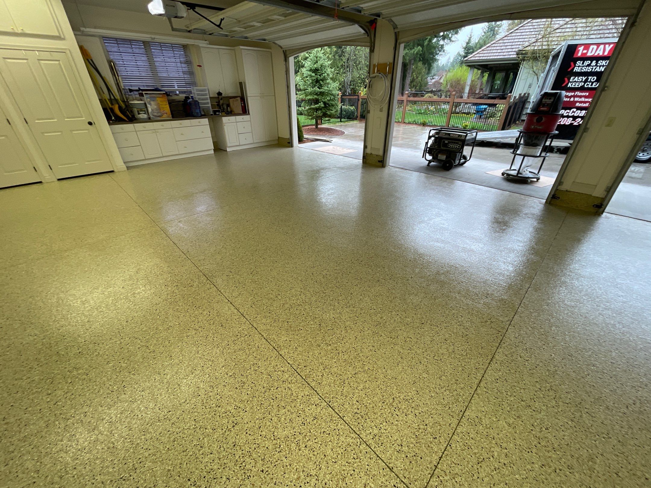 Garage Transformation using Driftwood Colorway by Croc Coatings, LLC