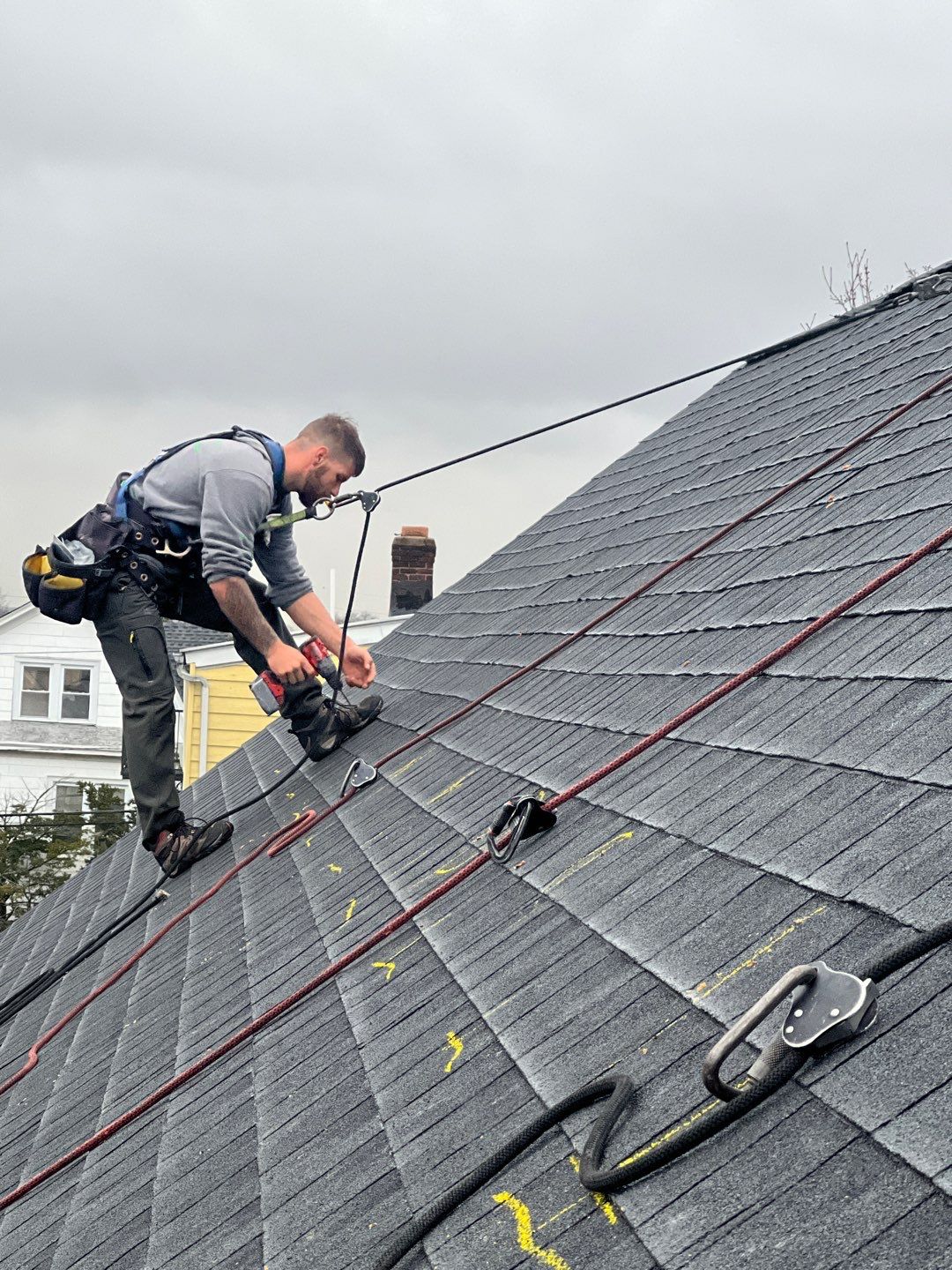 Solar Panel Installation using Wires by Infinity Solar Systems